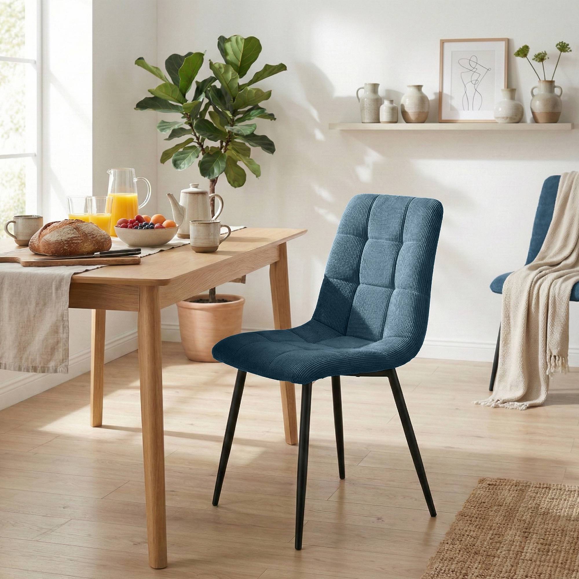 Set de 2 sillas de comedor Antibes de pana