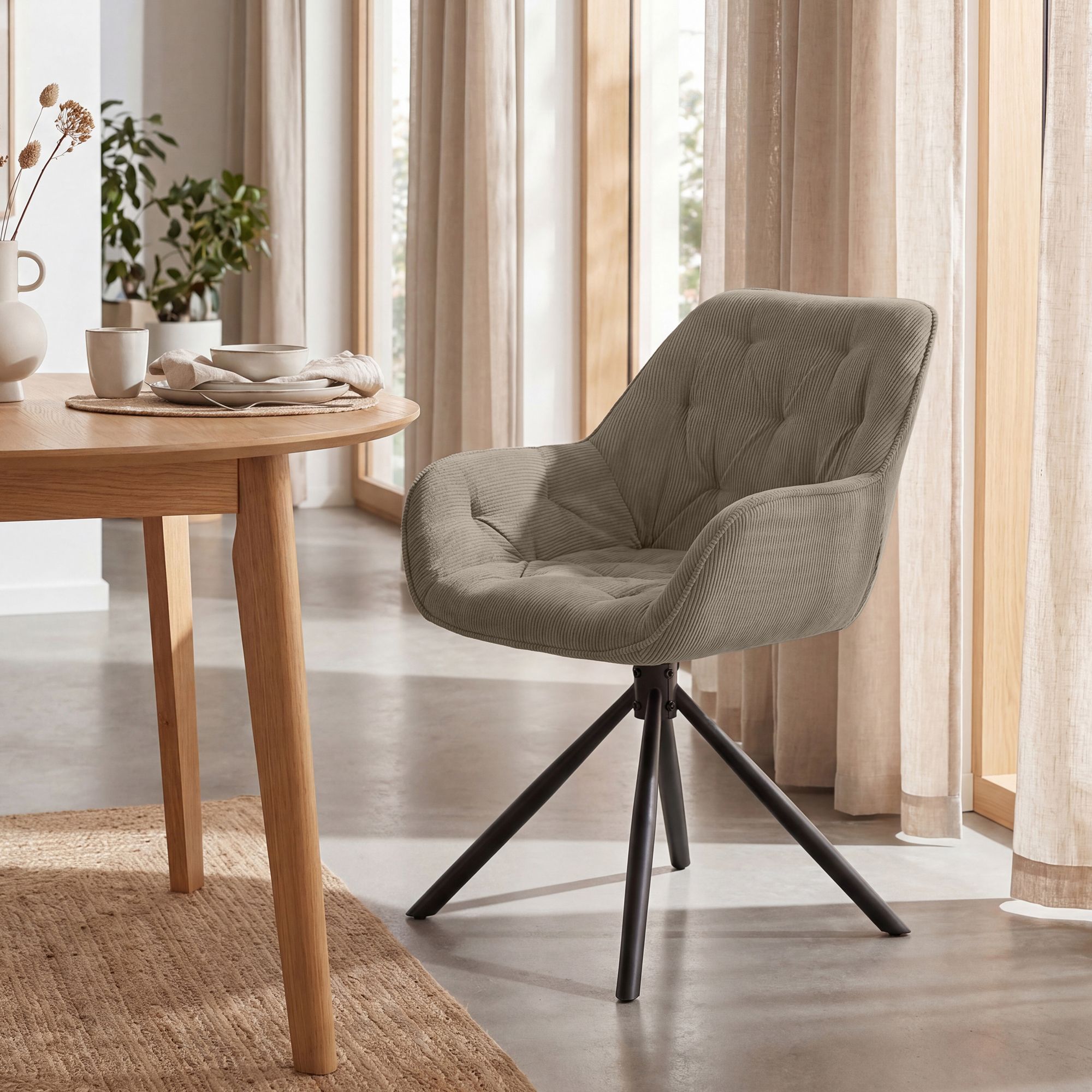 Silla de comedor Rimio de pana