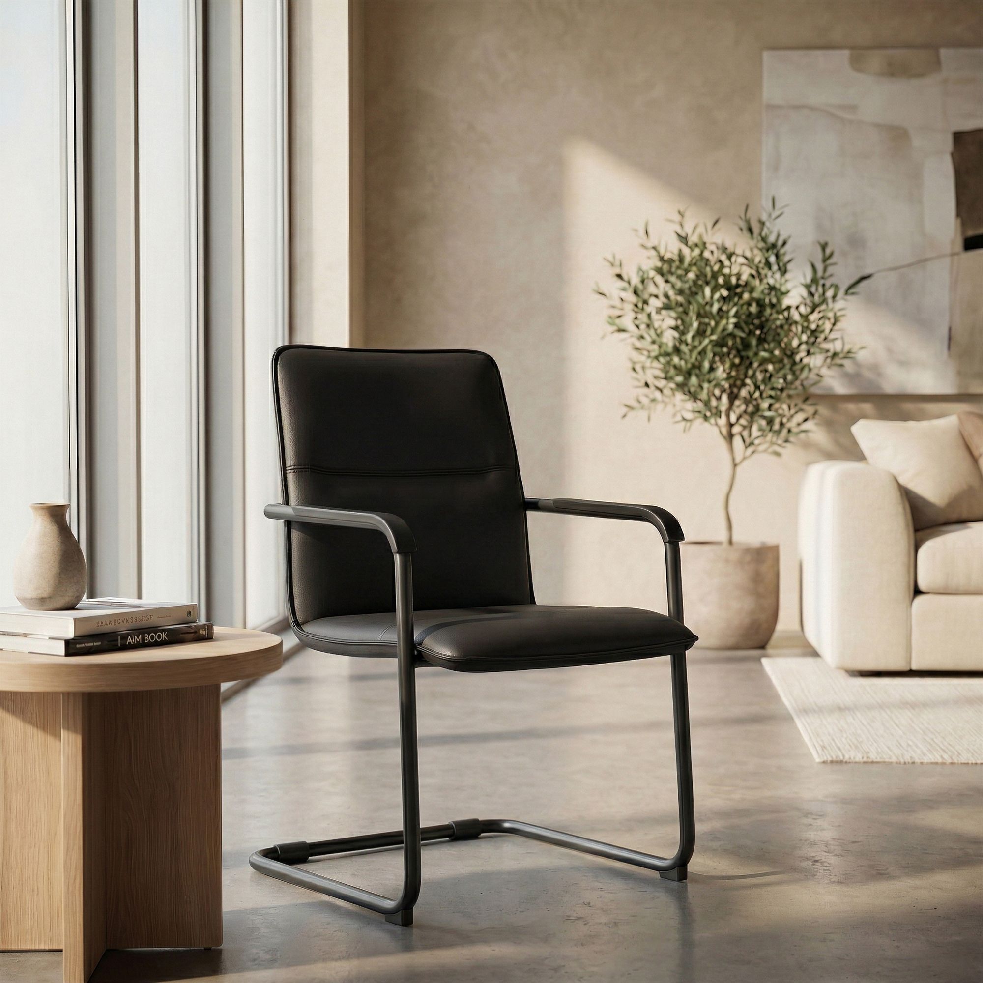 Silla voladiza Seattle de piel sintetica