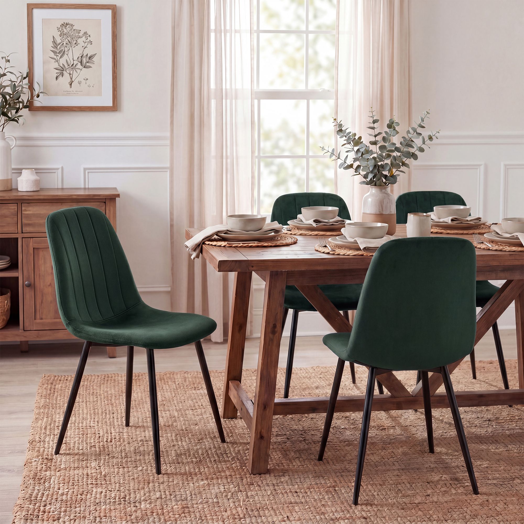 Silla de comedor Baxter de terciopelo