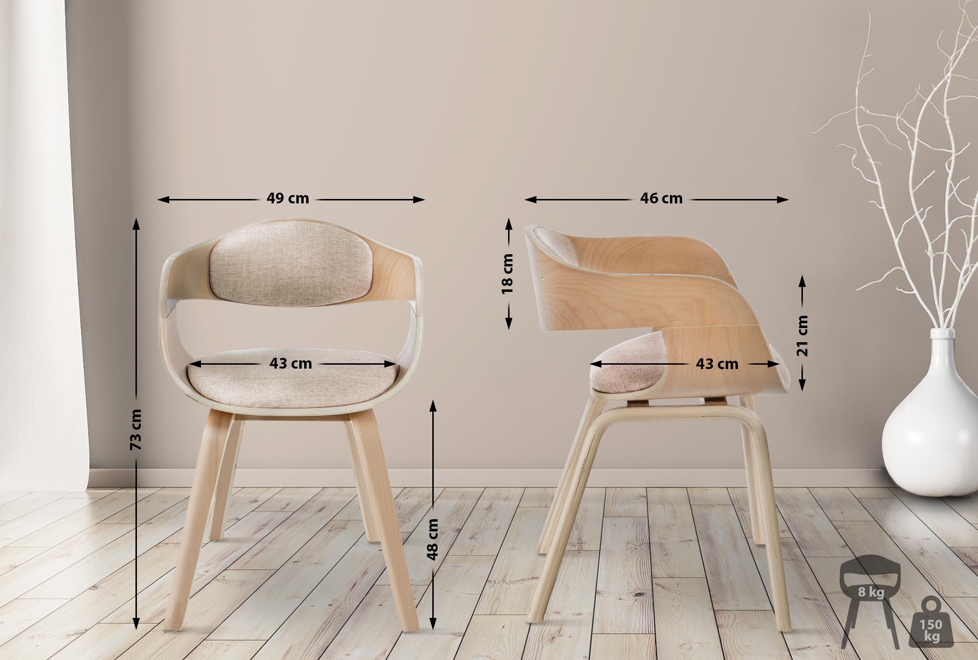 Set de 2 sillas de comedor Kingston de tela y madera