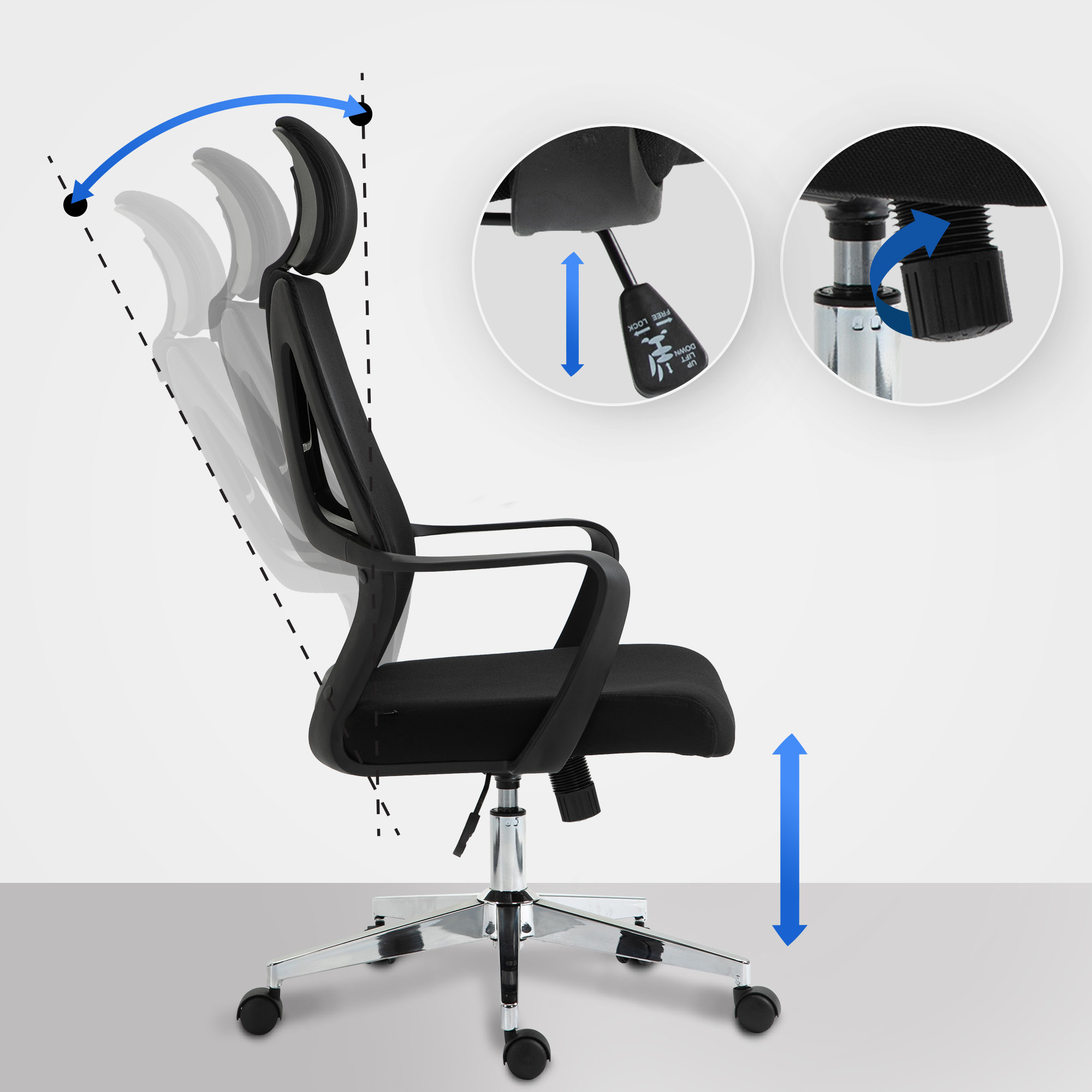 Silla de oficina Kanab con reposacabezas