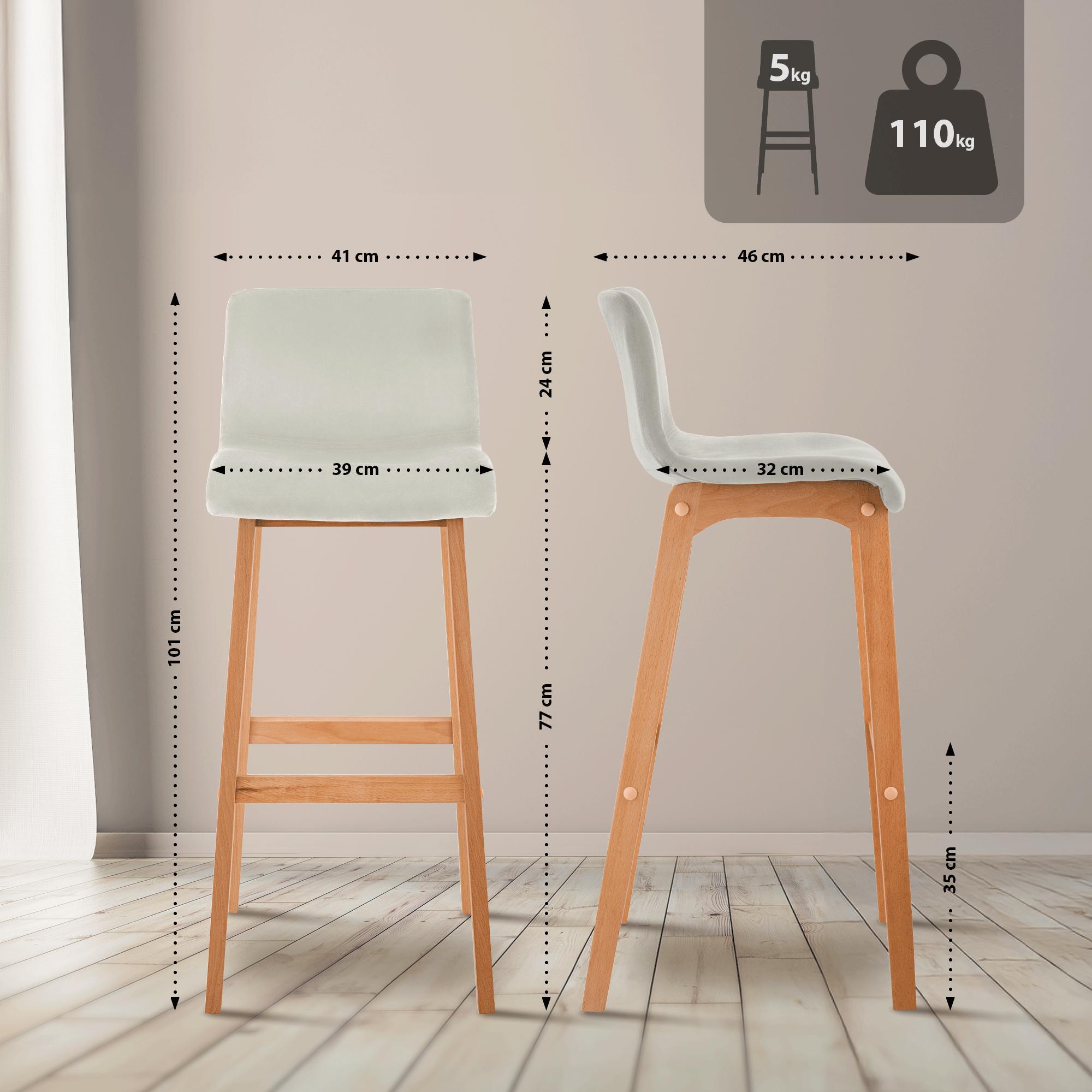 Taburete de bar Hover terciopelo estructura de cuatro patas Natura