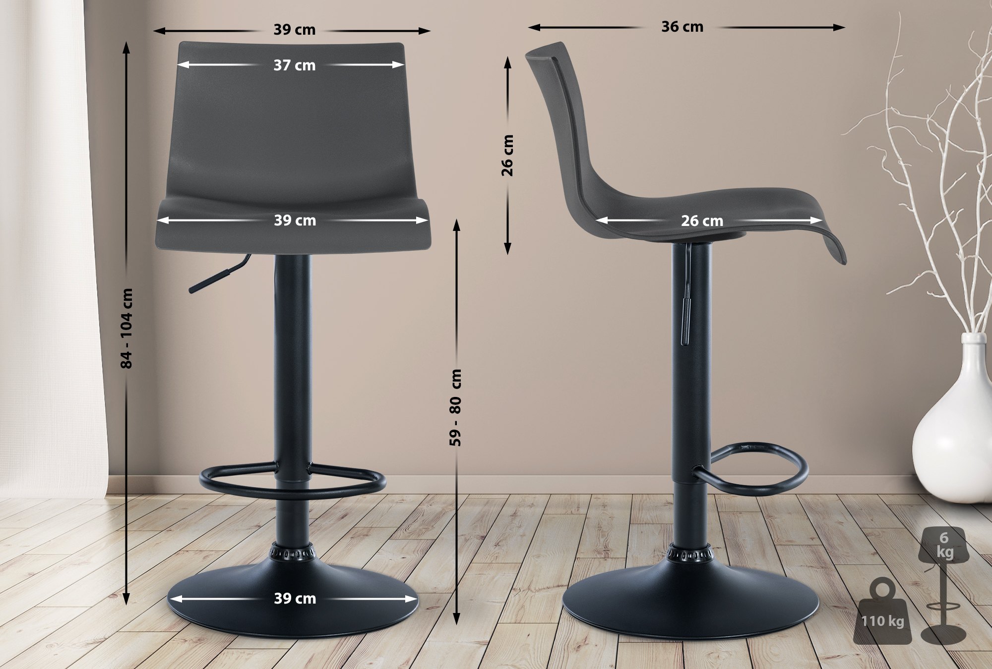 Set de 2 Taburetes de bar Branford