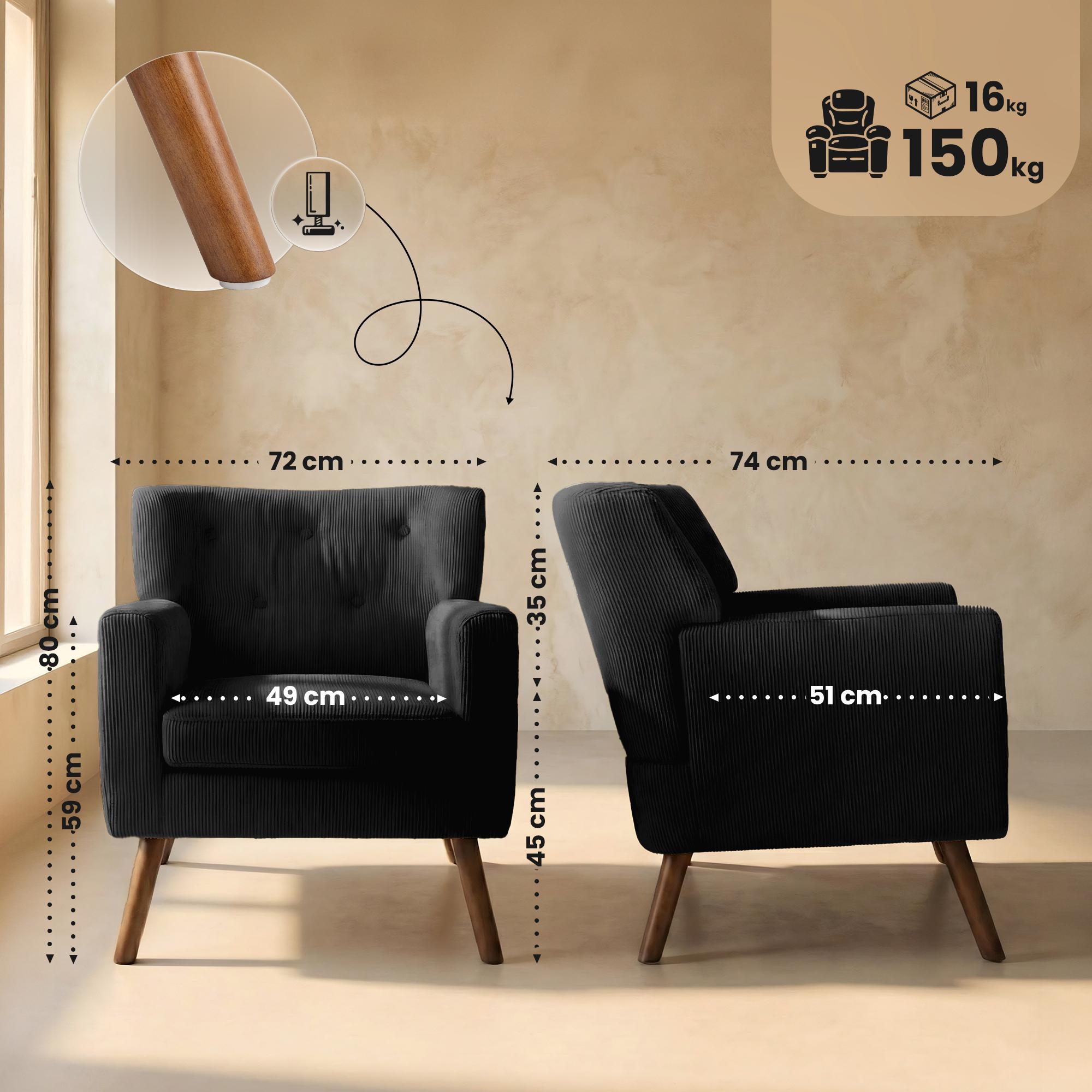 Sillon Kioni tapizado en pana