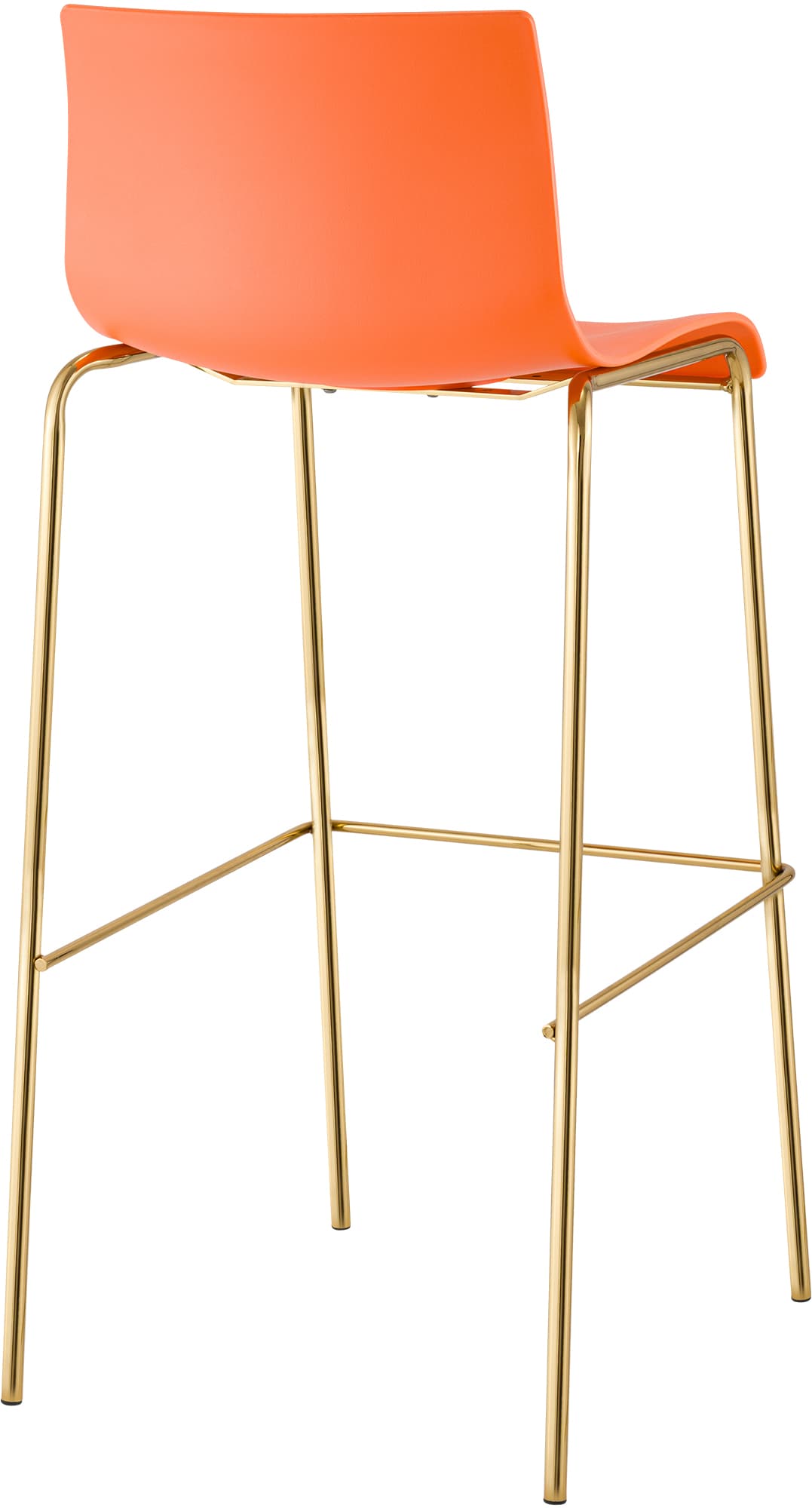Set de 2 taburetes de bar Hover de plástico, base de 4 patas en color dorado