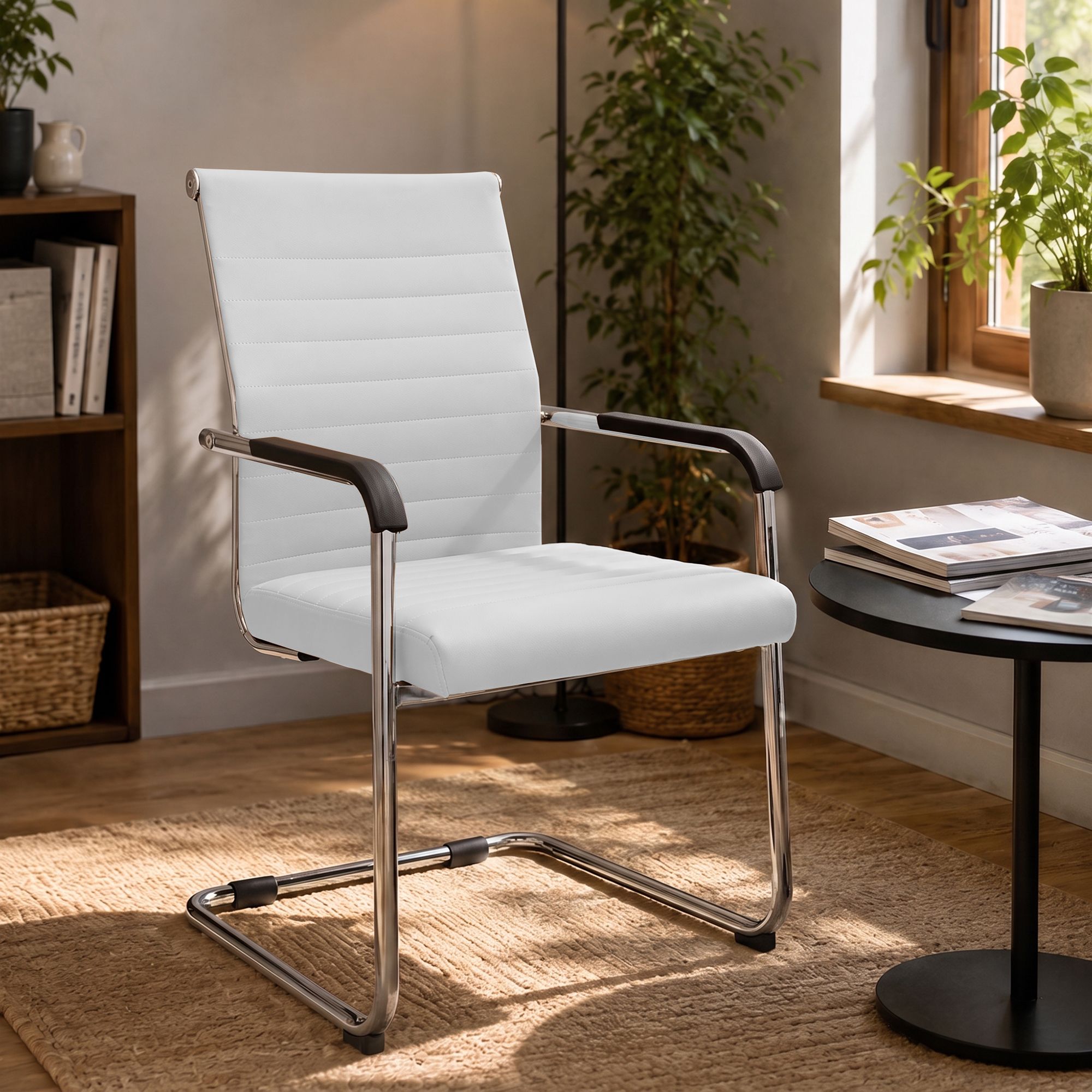Silla cantilever Hakon en imitación de cuero elegante y cómoda para tu comedor o oficina