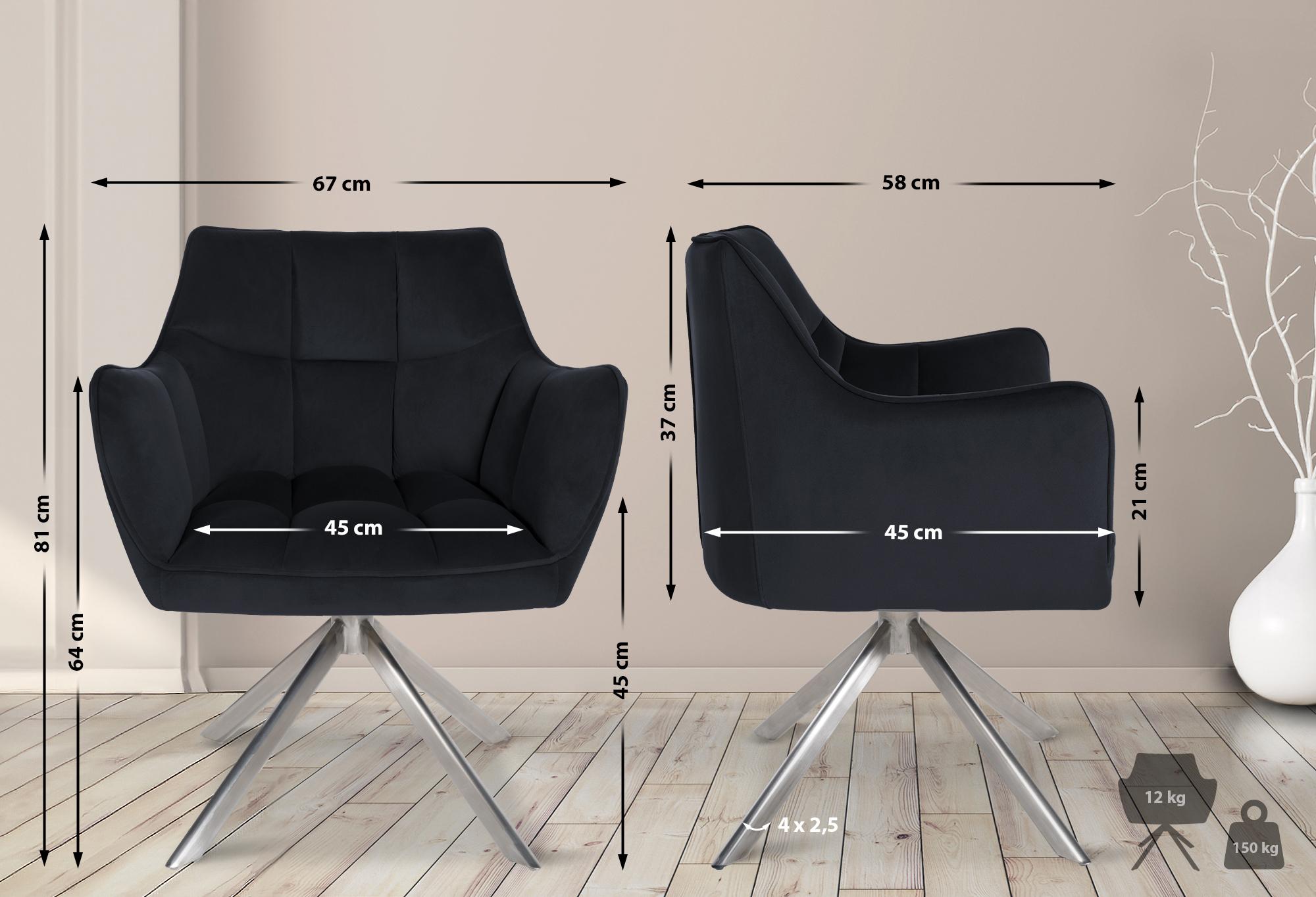 Silla de comedor Swing en terciopelo