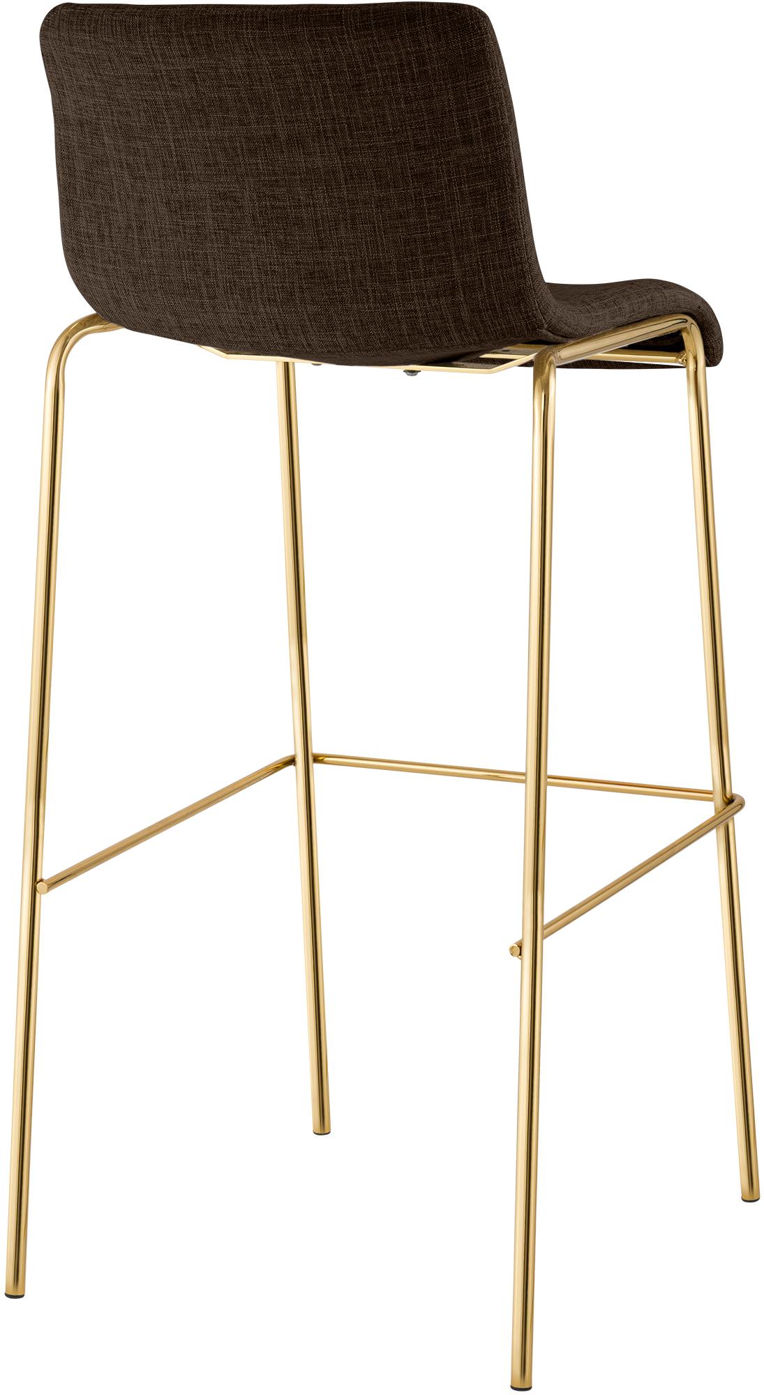 Set de 2 Taburetes de Bar Hover de Tela con Estructura de Cuatro Patas Dorada