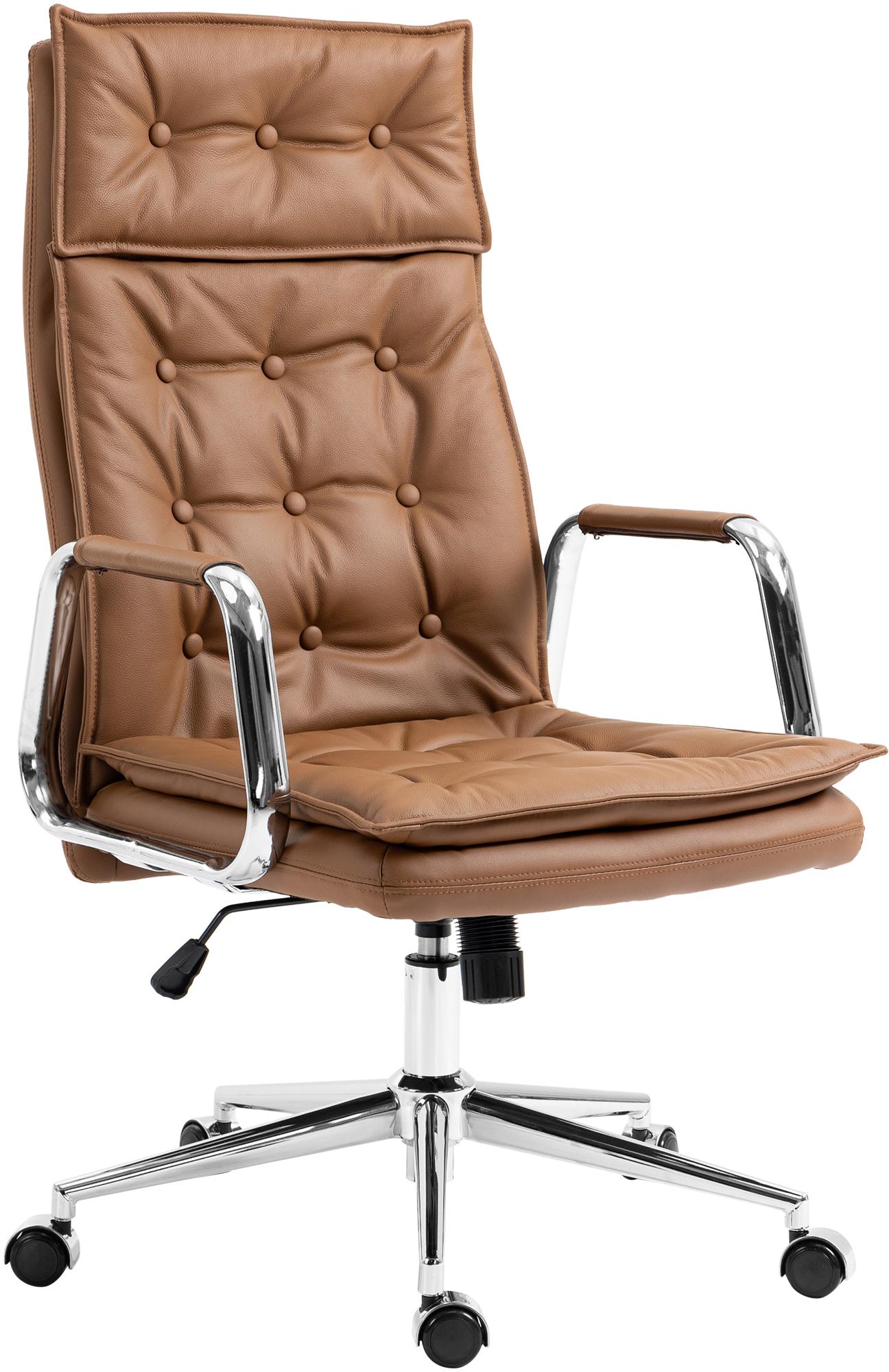Silla de oficina Sotira de cuero genuino