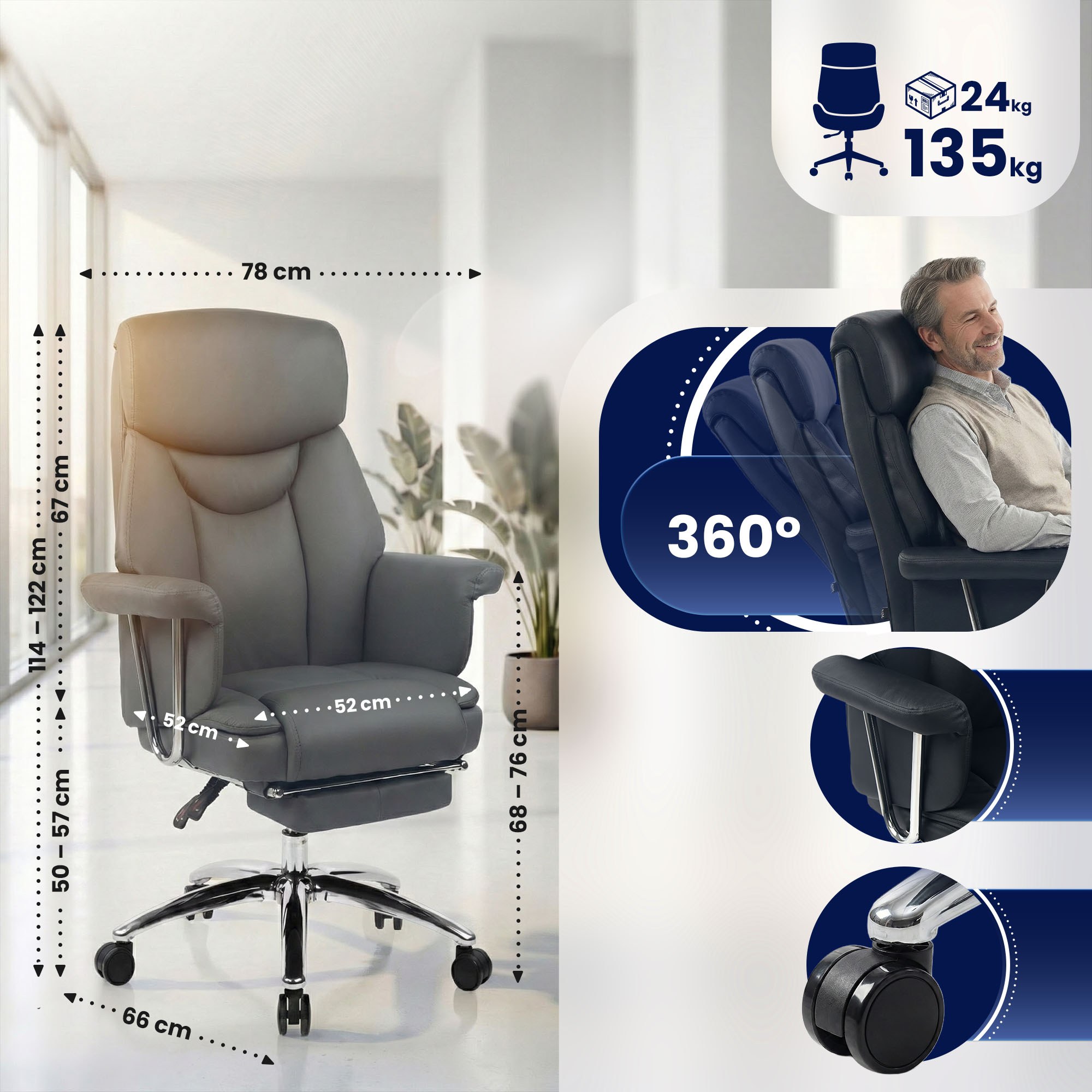 Silla de Oficina Dahra Cuero Auténtico