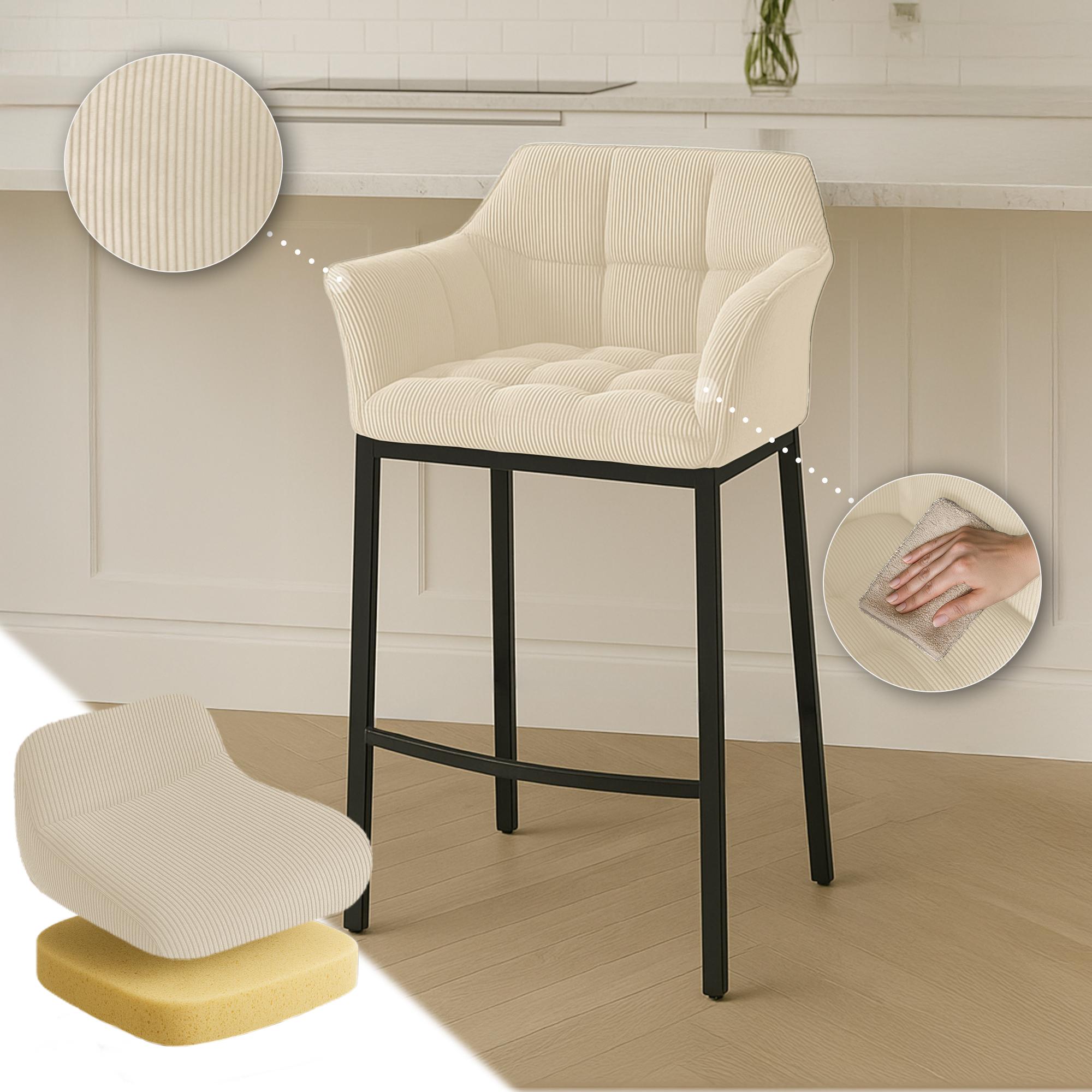 Taburete de bar Damaso Cord con base de cuatro patas