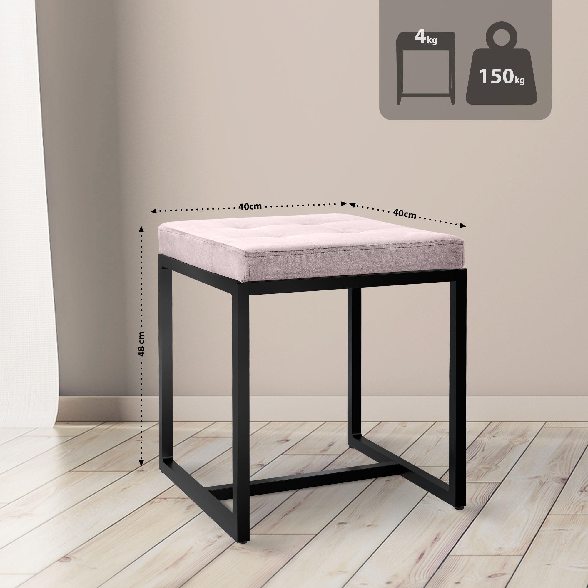 Taburete Barci con marco negro