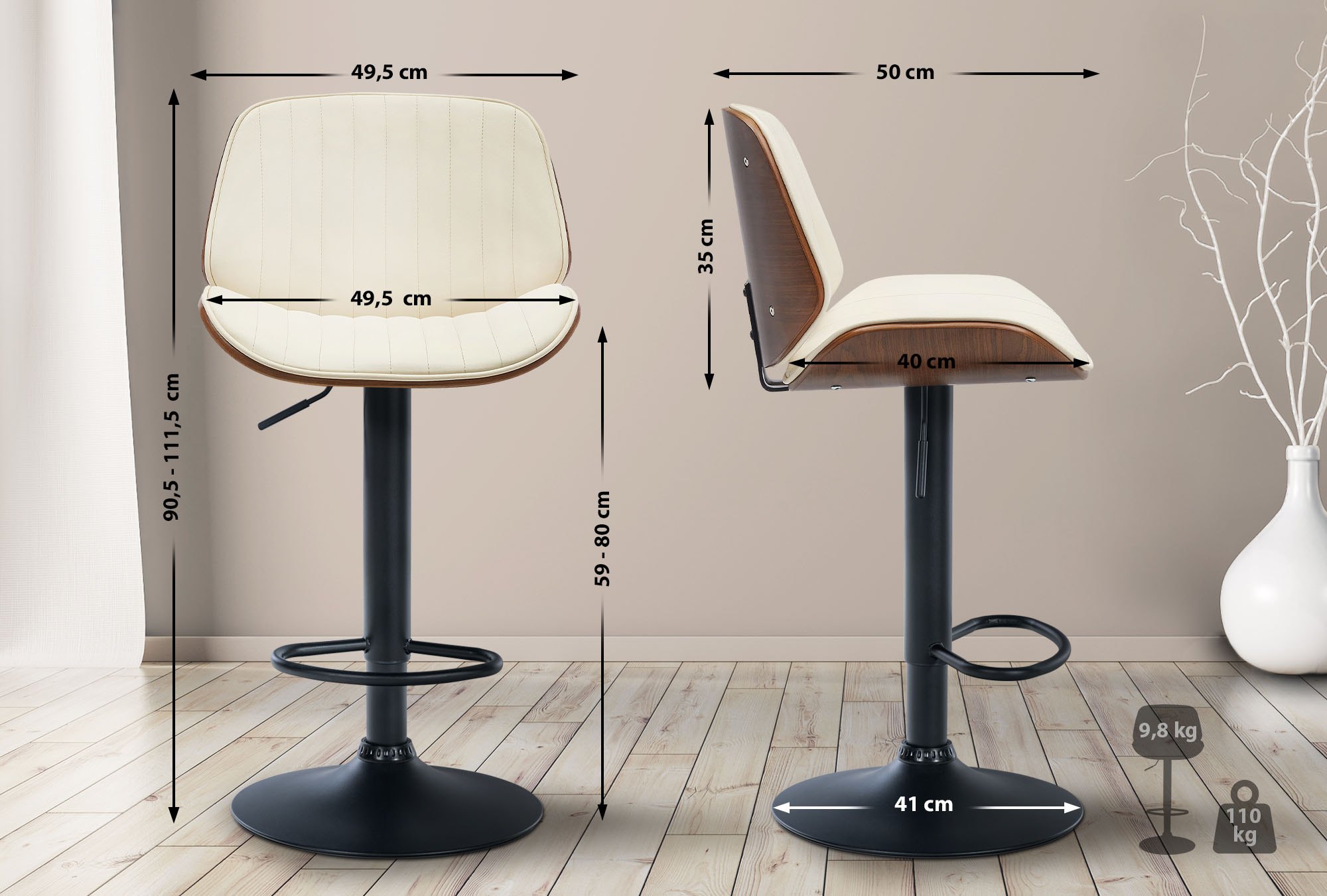 Taburete de bar Nova en polipiel
