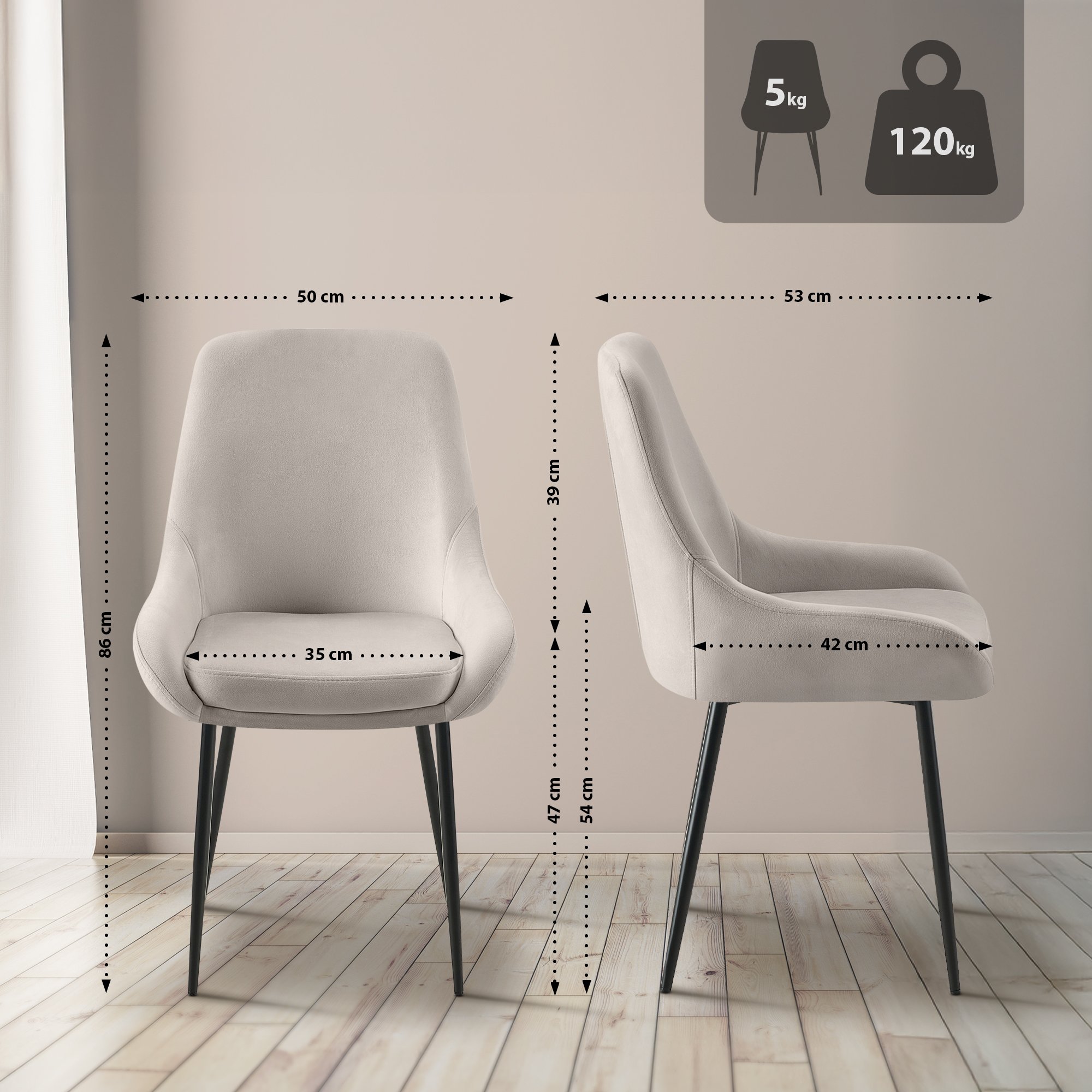Silla de comedor Elmira Terciopelo