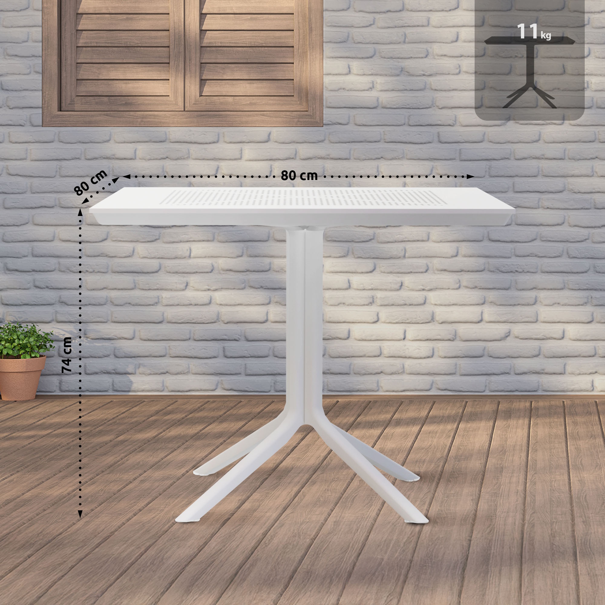 Mesa de jardín Lenval 80x80 cm Mesa de exterior en blanco o negro