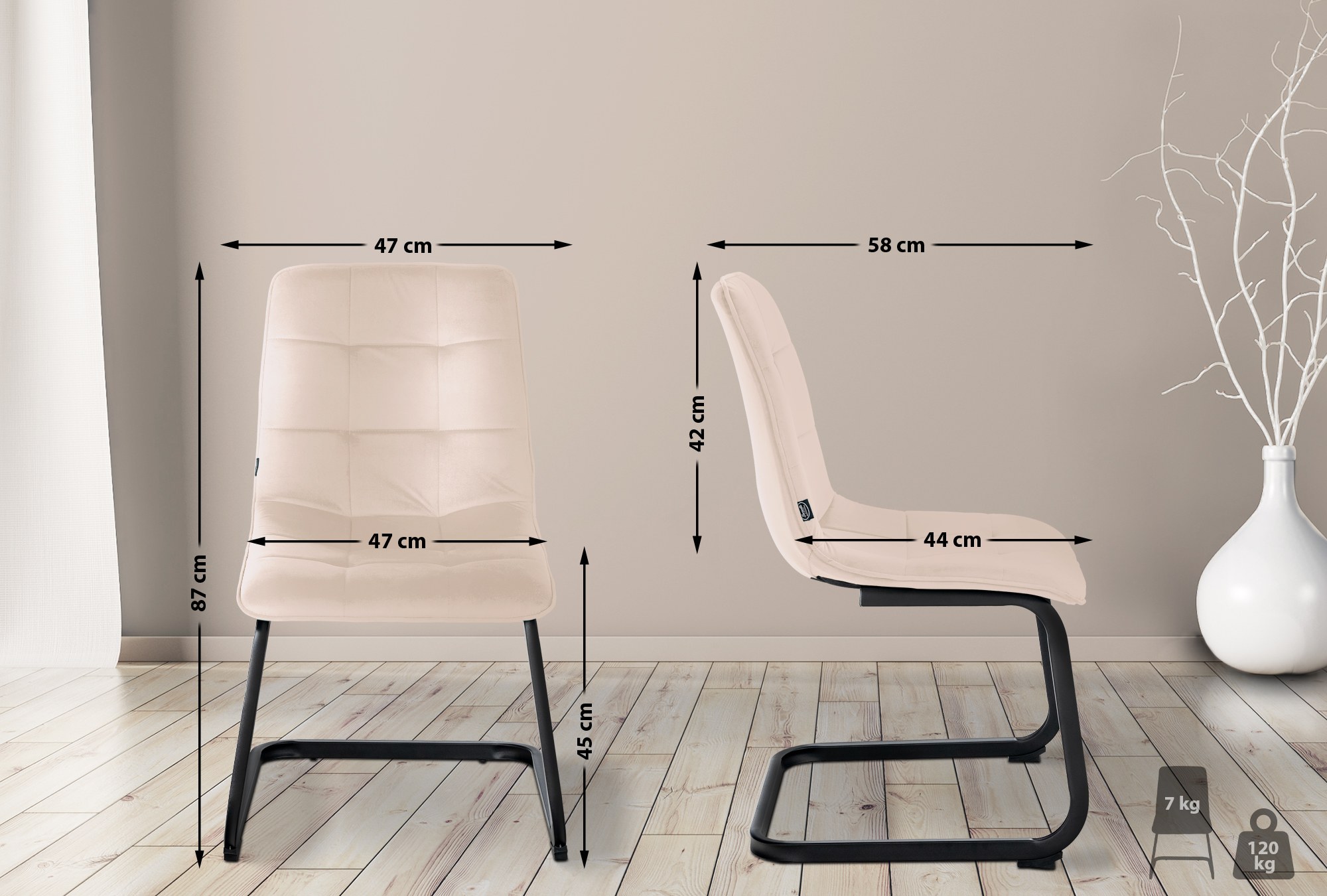 Silla de comedor Vermont en terciopelo