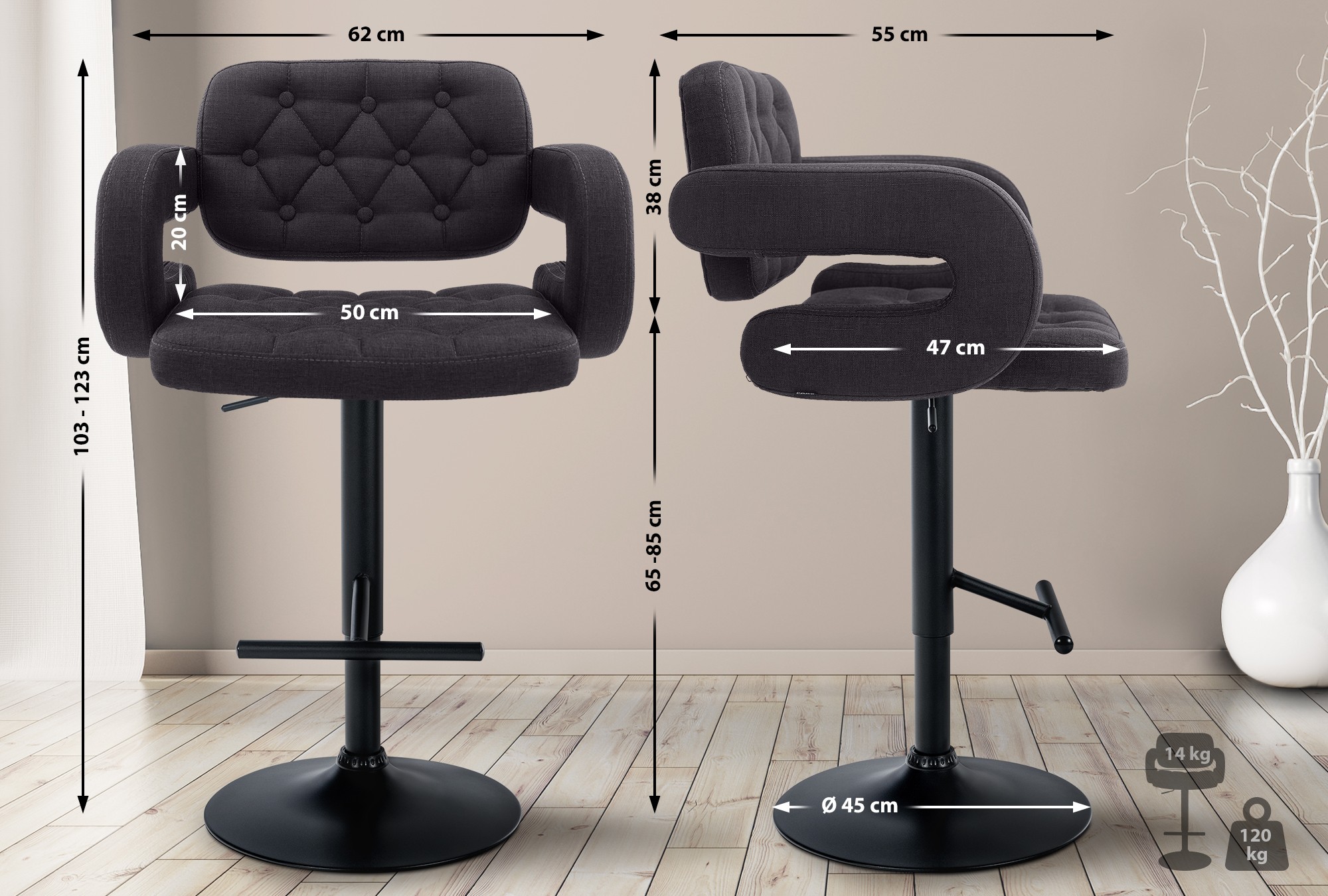 Taburete de Bar Dublin en Tela