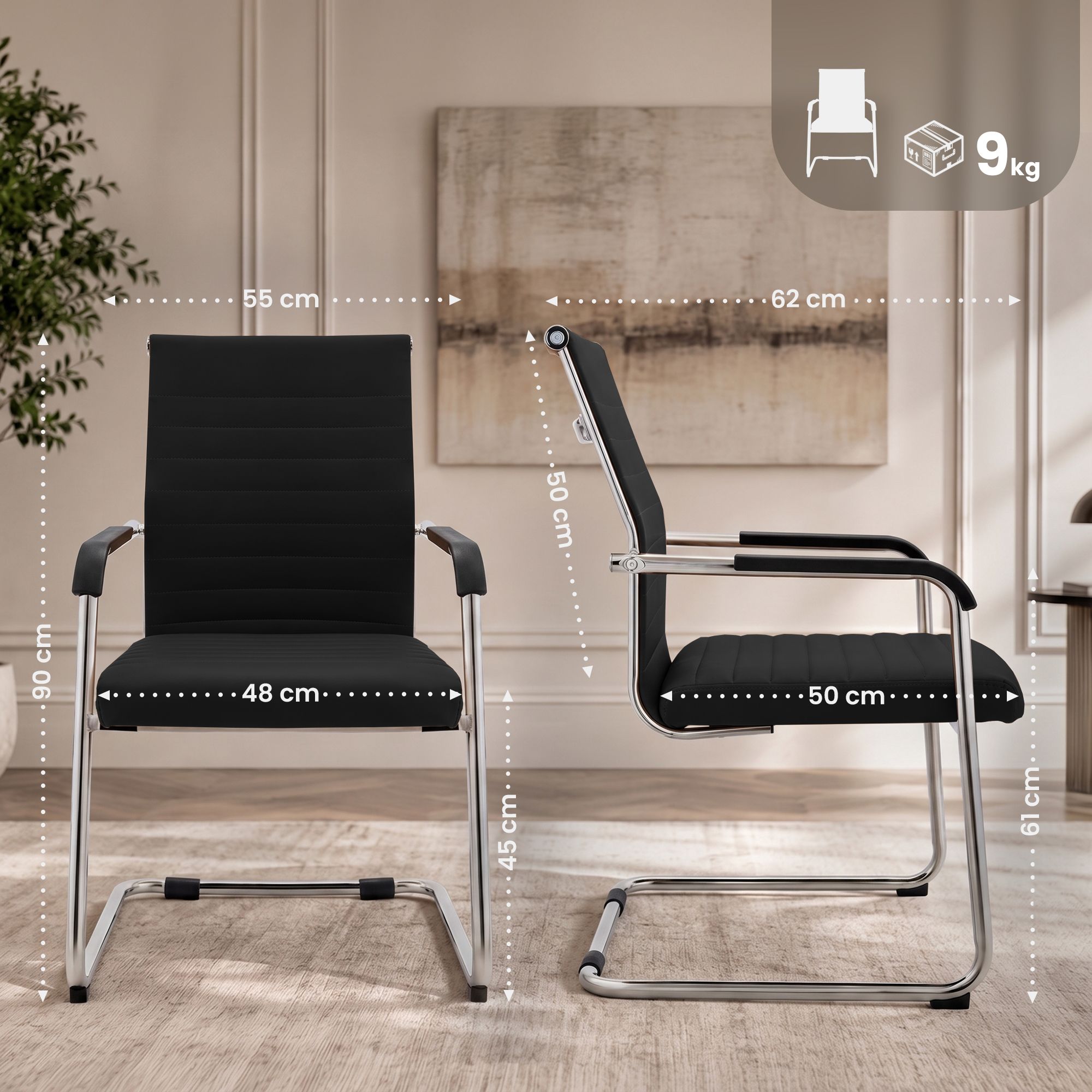 Silla cantilever Hakon en imitación de cuero elegante y cómoda para tu comedor o oficina