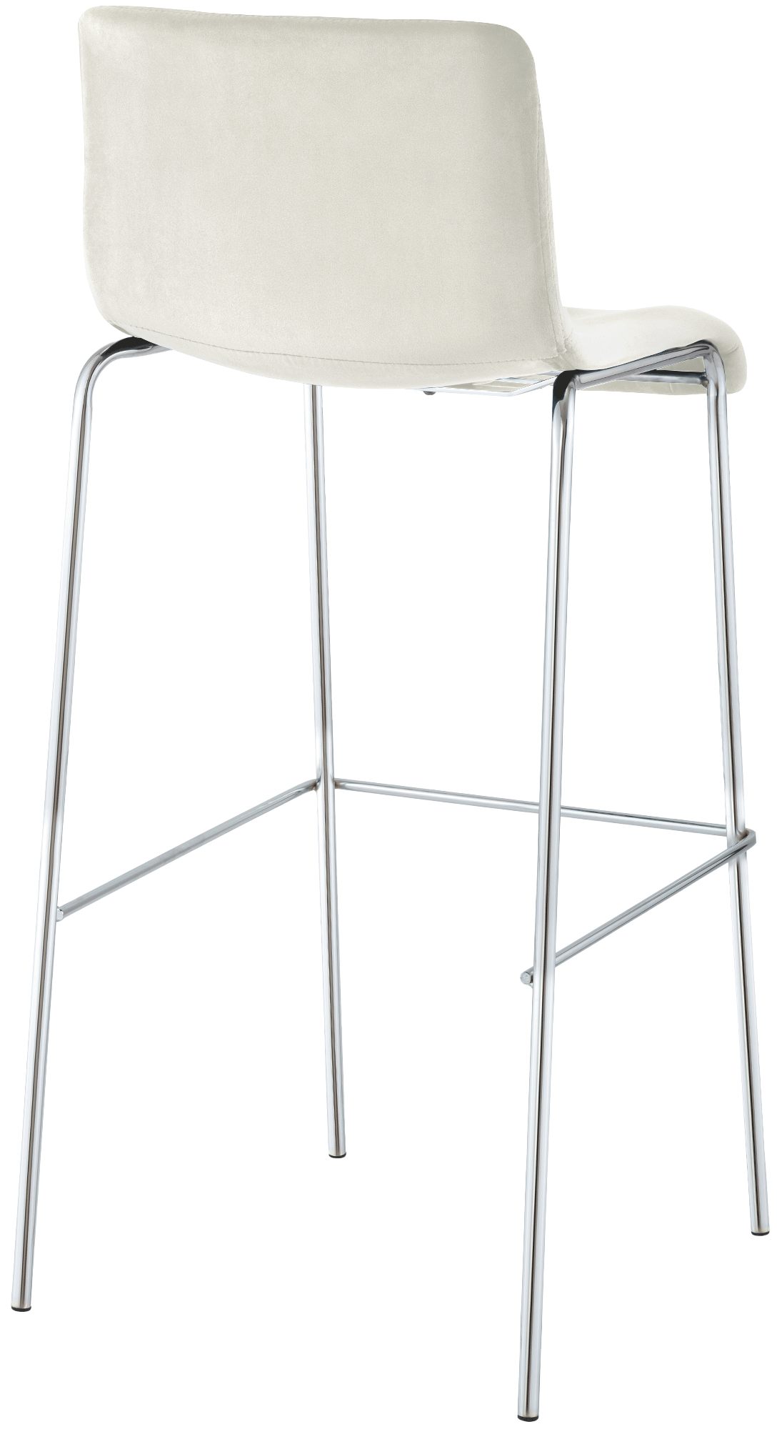 Taburete de barra Hover tapizado en terciopelo con estructura de cuatro patas cromada