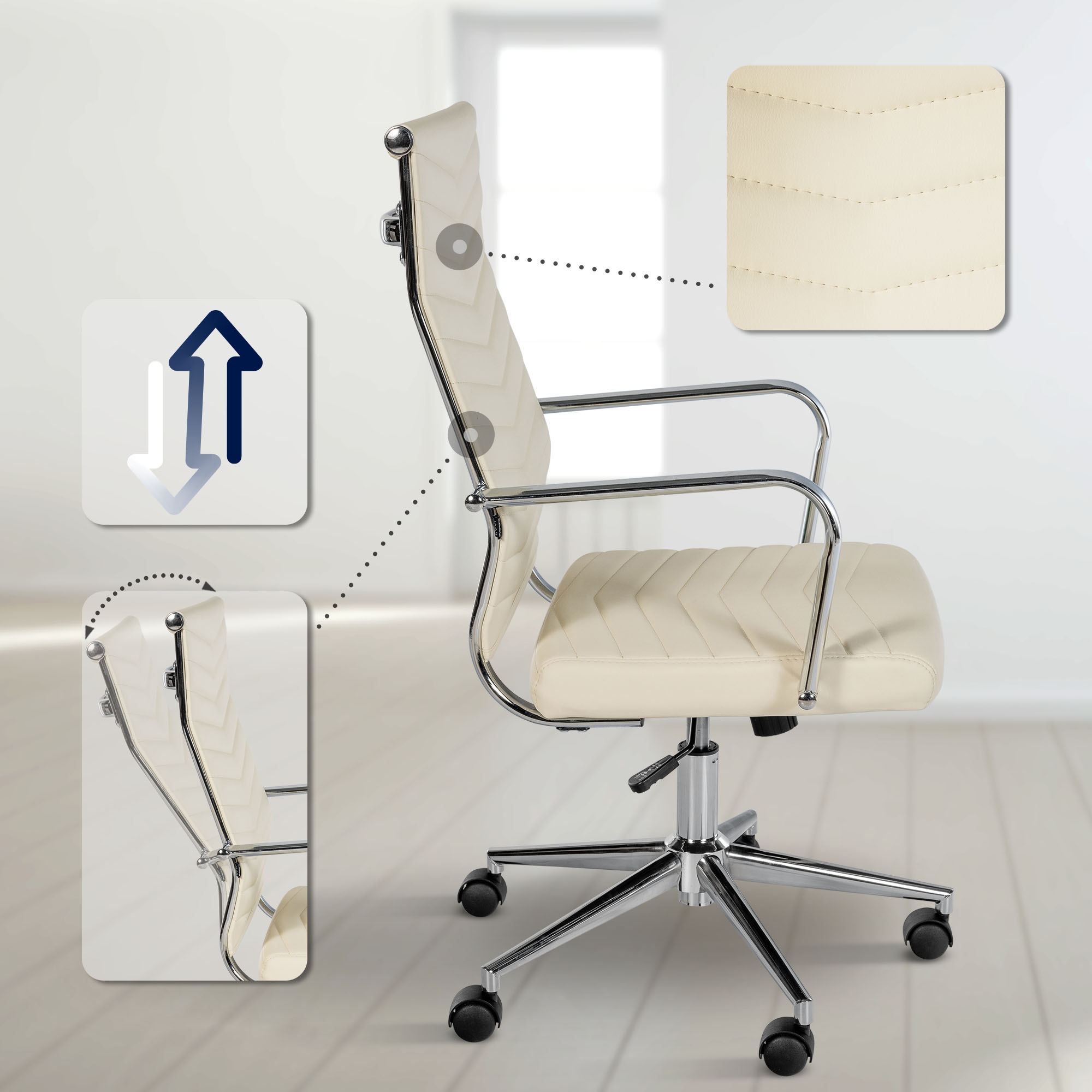 Silla de oficina de piel sintética Canby