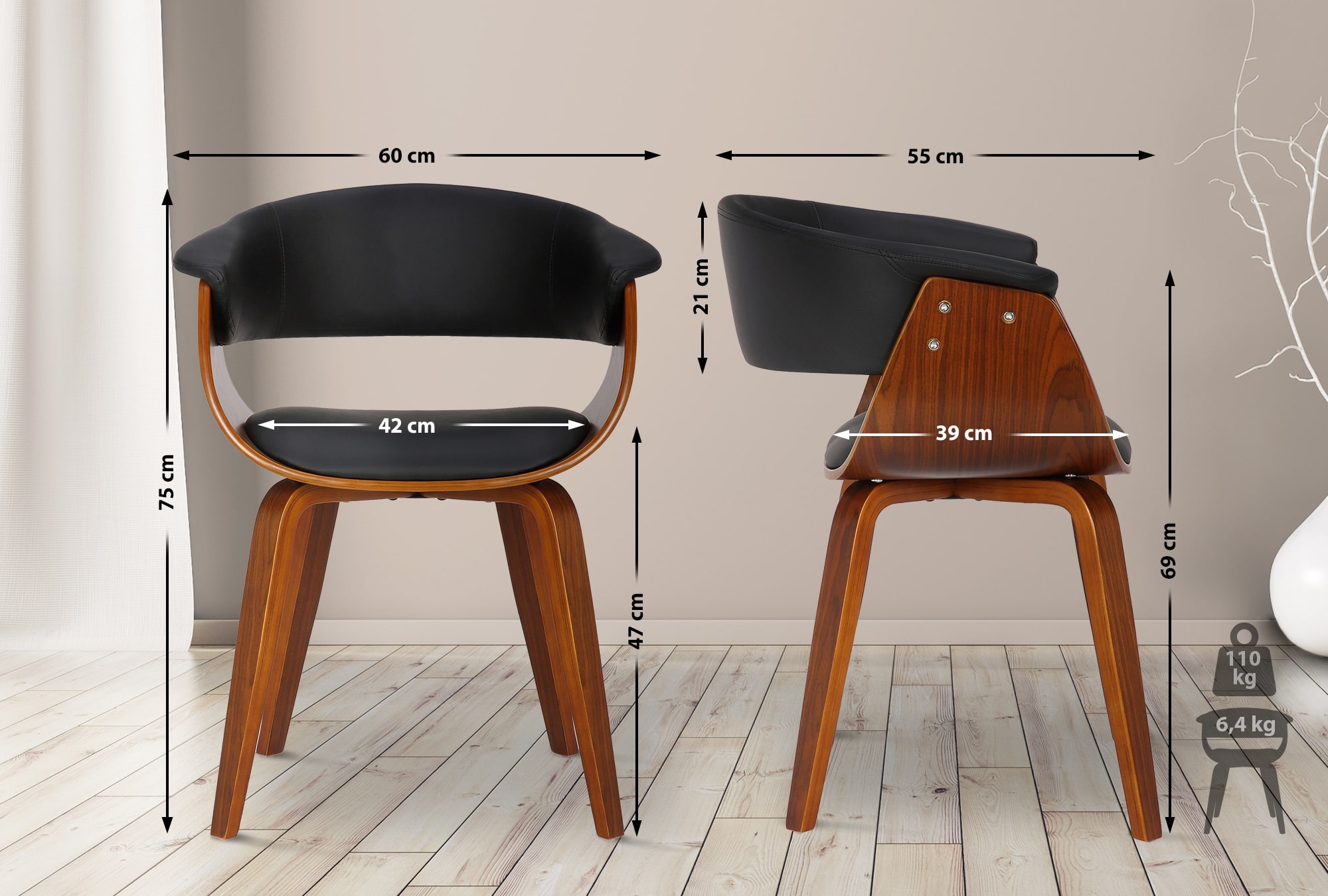 Set de 2 sillas de comedor Bruce