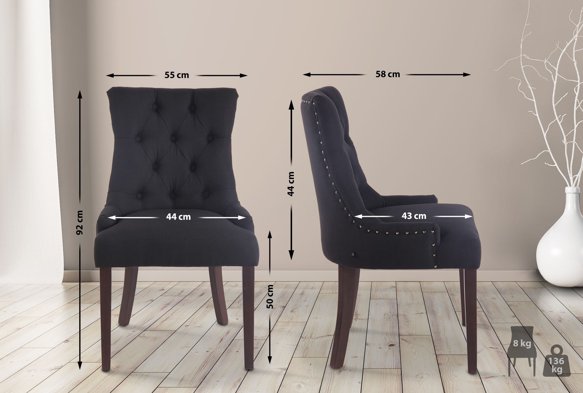 Silla De Comedor Aberdeen En Tela