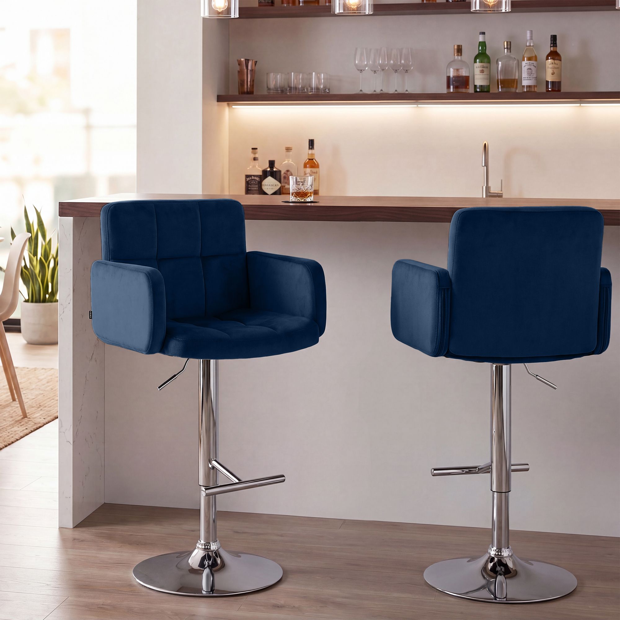 Lote de 2 taburetes de bar Los Angeles terciopelo
