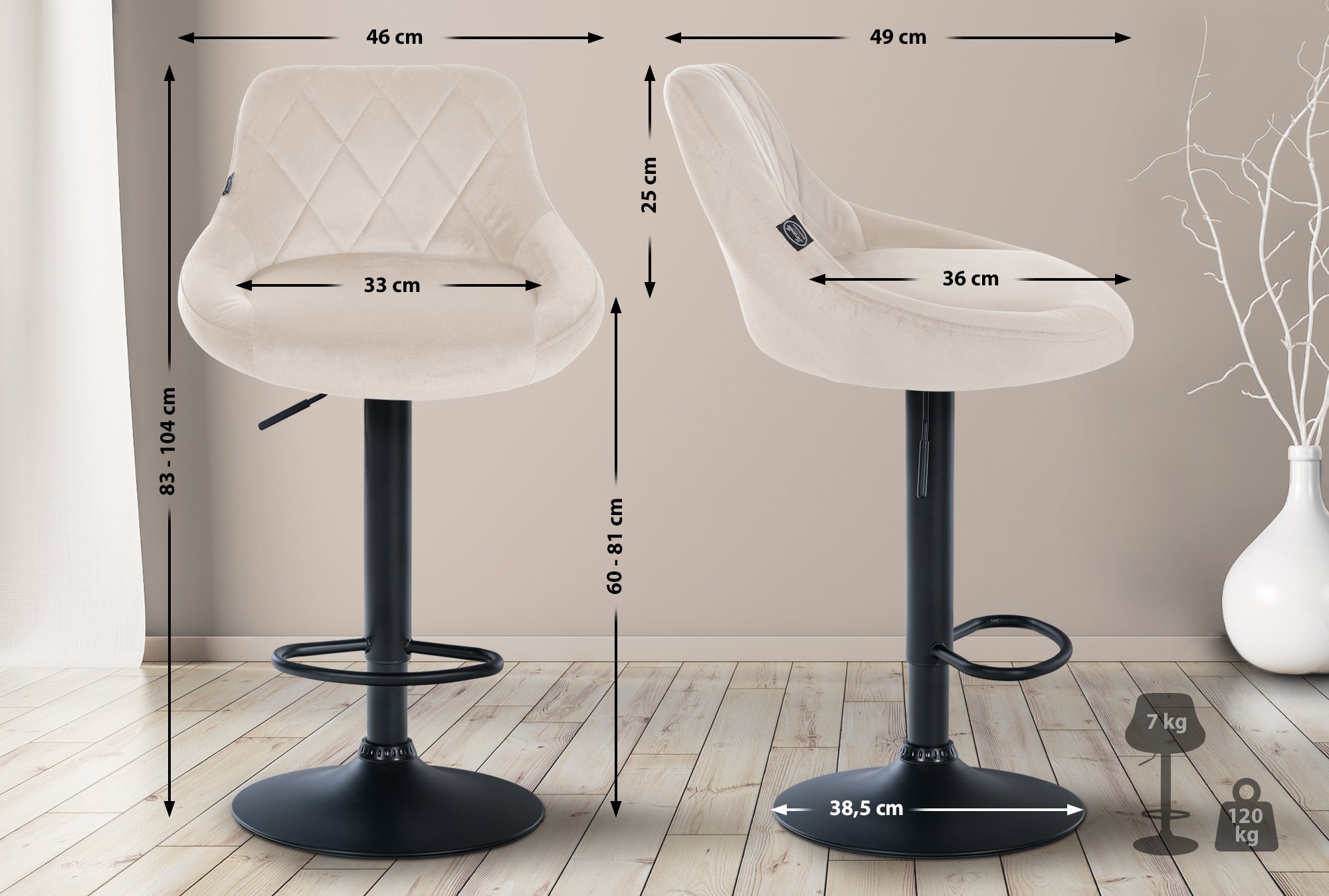 Set de 2 Taburetes Lazio en terciopelo