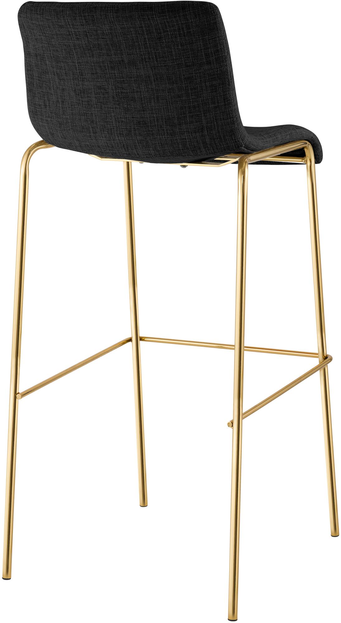 Set de 2 Taburetes de Bar Hover de Tela con Estructura de Cuatro Patas Dorada