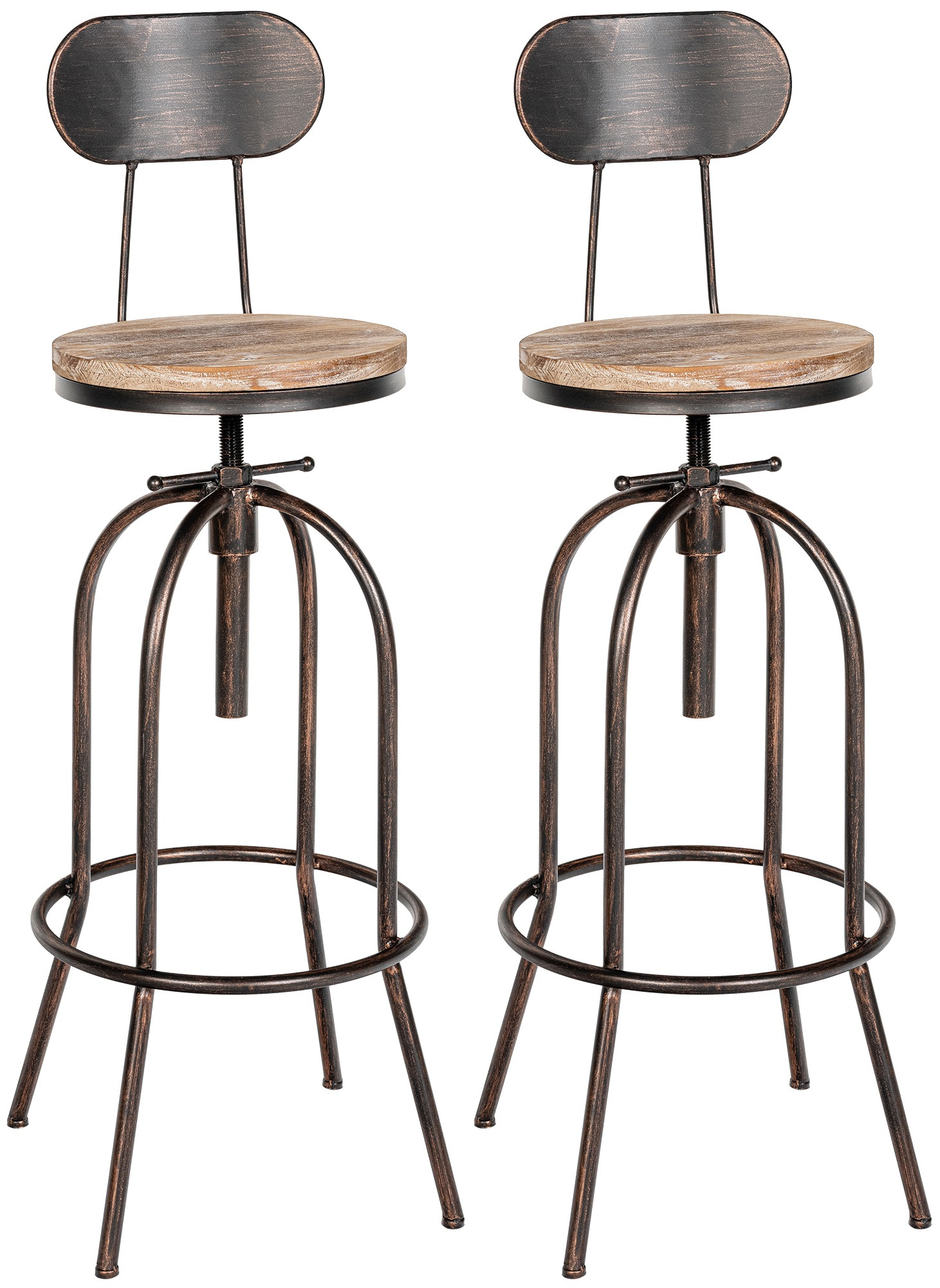 Set de 2 Taburetes de bar Pino en madera & metal