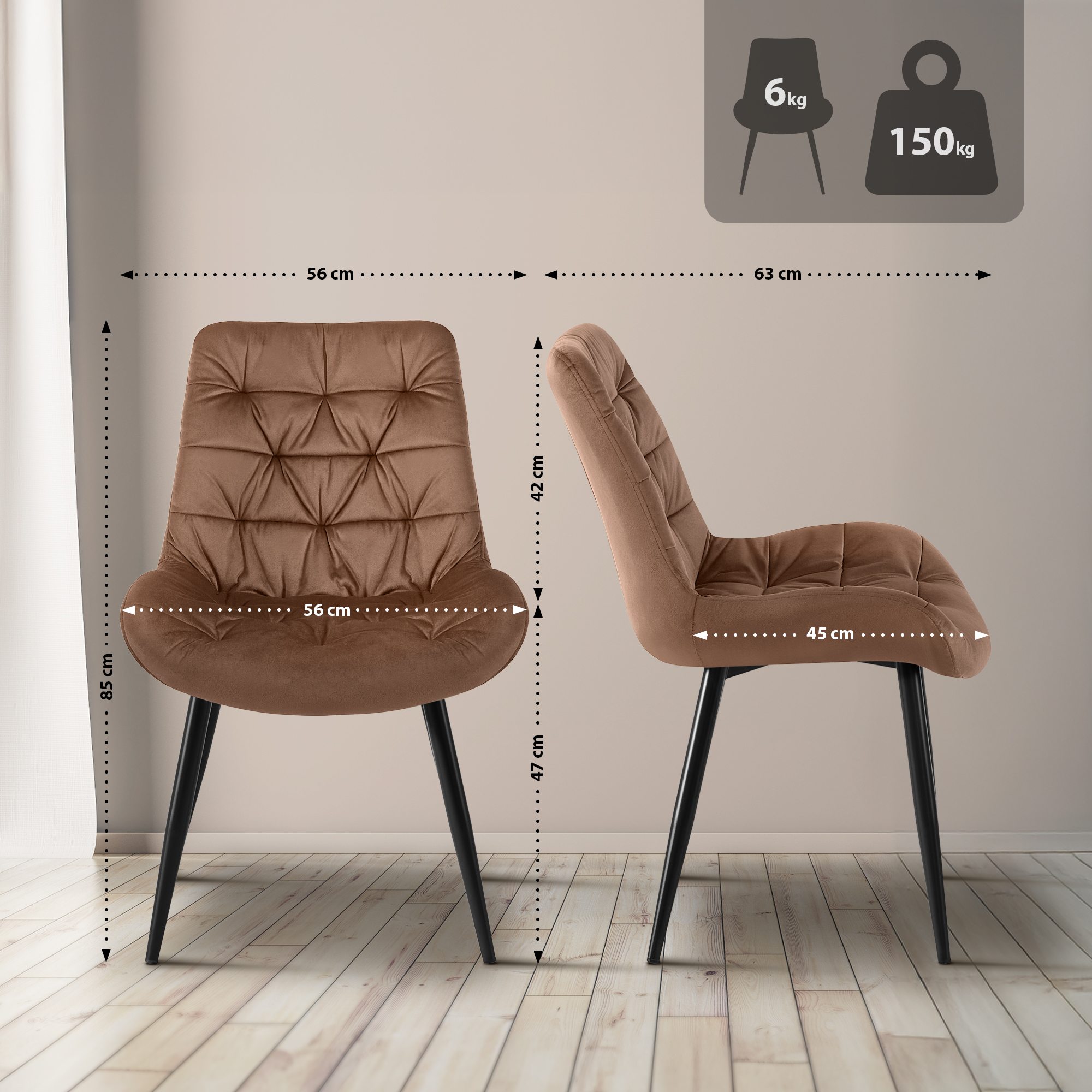 Silla de comedor de terciopelo Rossford