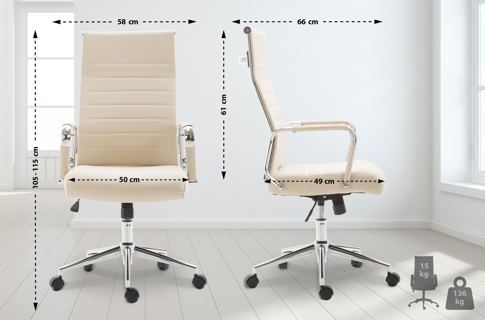 Silla De Oficina Kolumbus En Tela