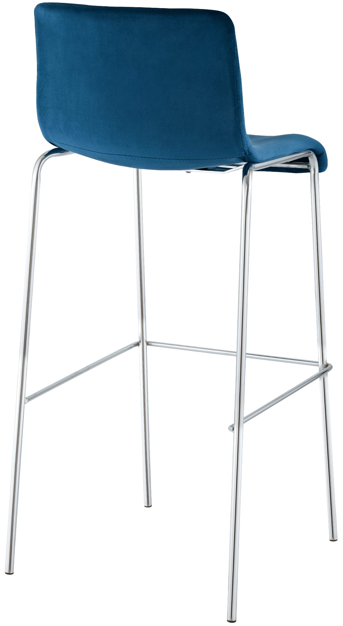 Taburete de barra Hover tapizado en terciopelo con estructura de cuatro patas cromada