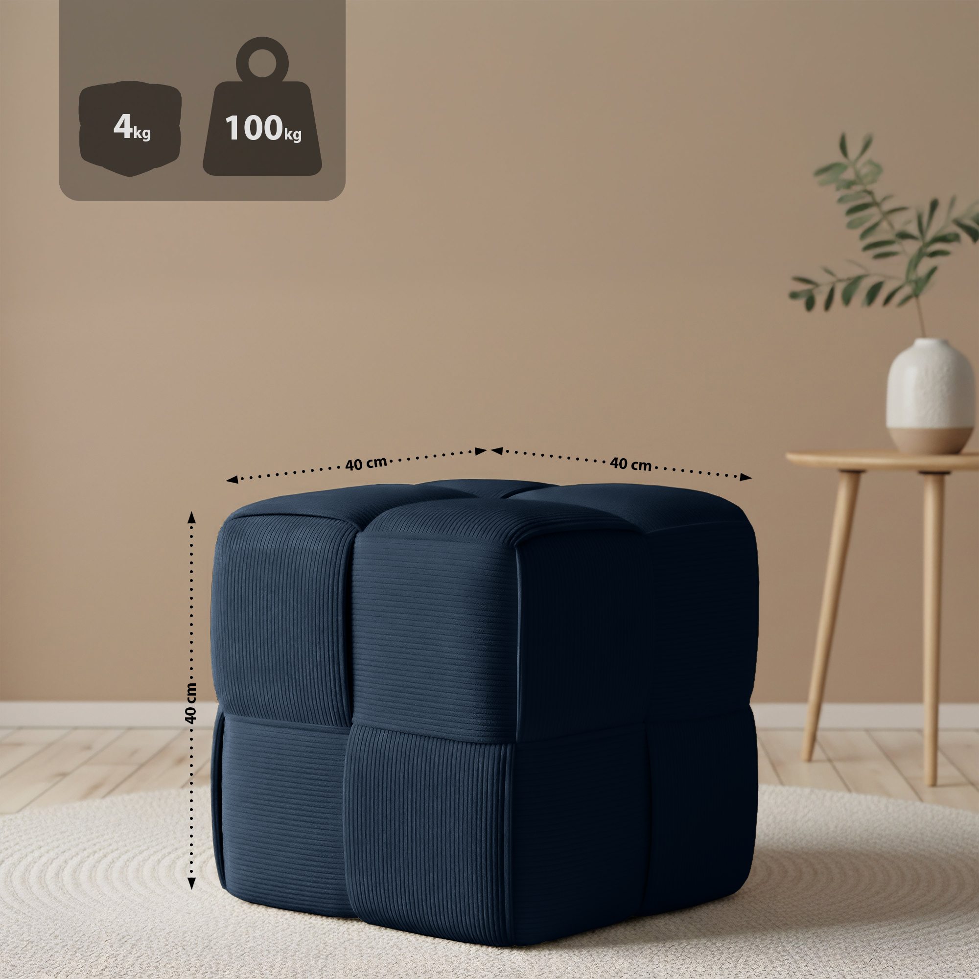 Taburete de pana Forinta elegante y cómodo para cualquier espacio