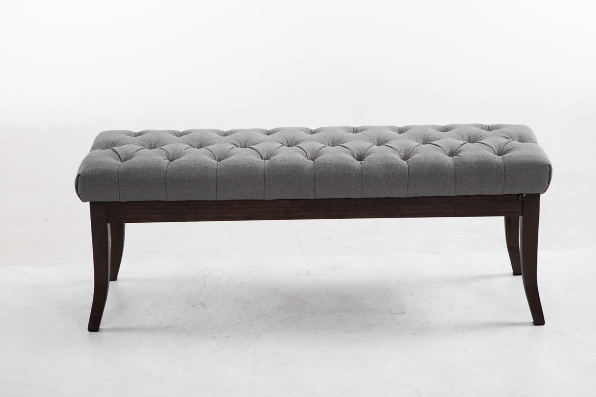 Taburete Recibidor Ramses En Tela & Madera Oscura
