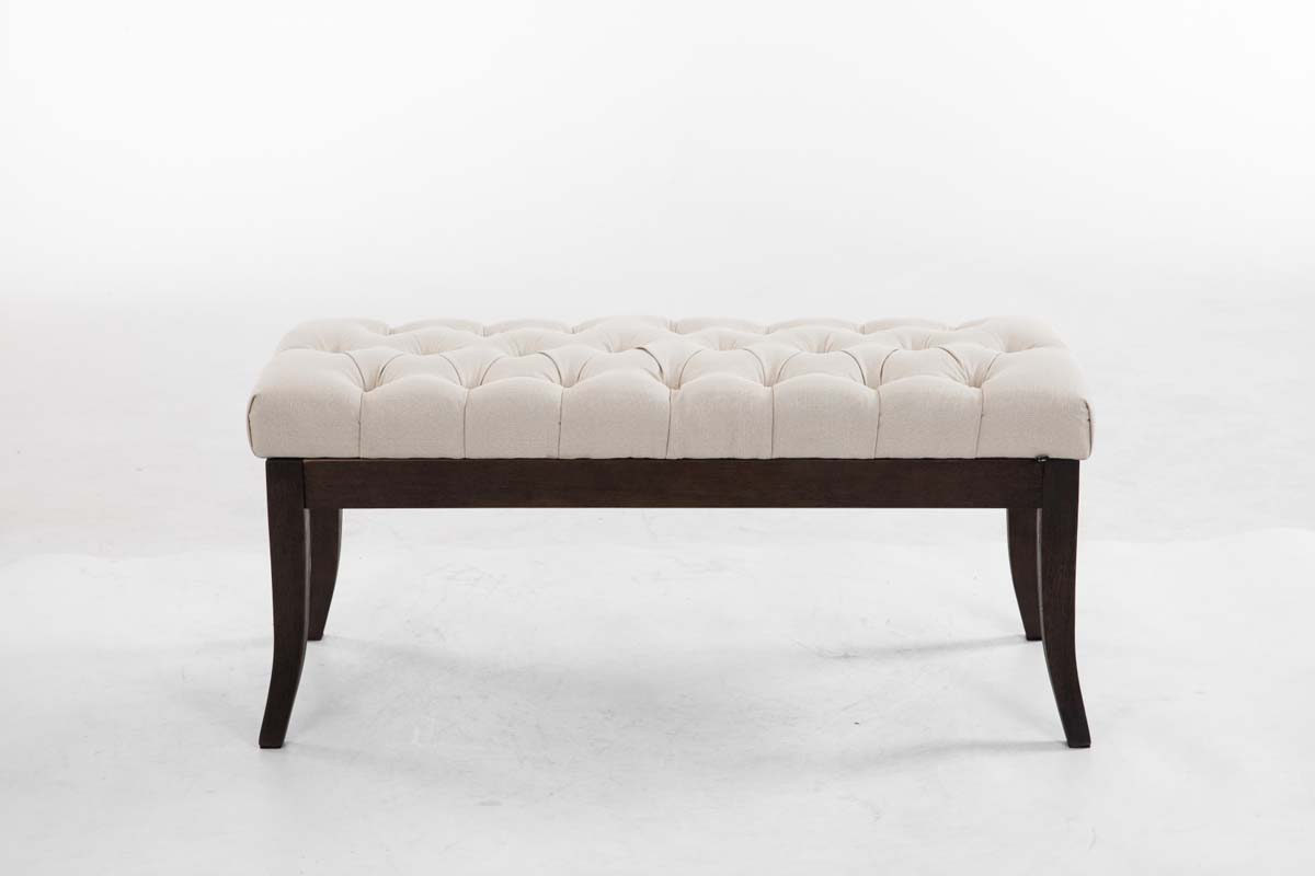 Taburete Recibidor Ramses En Tela & Madera Oscura