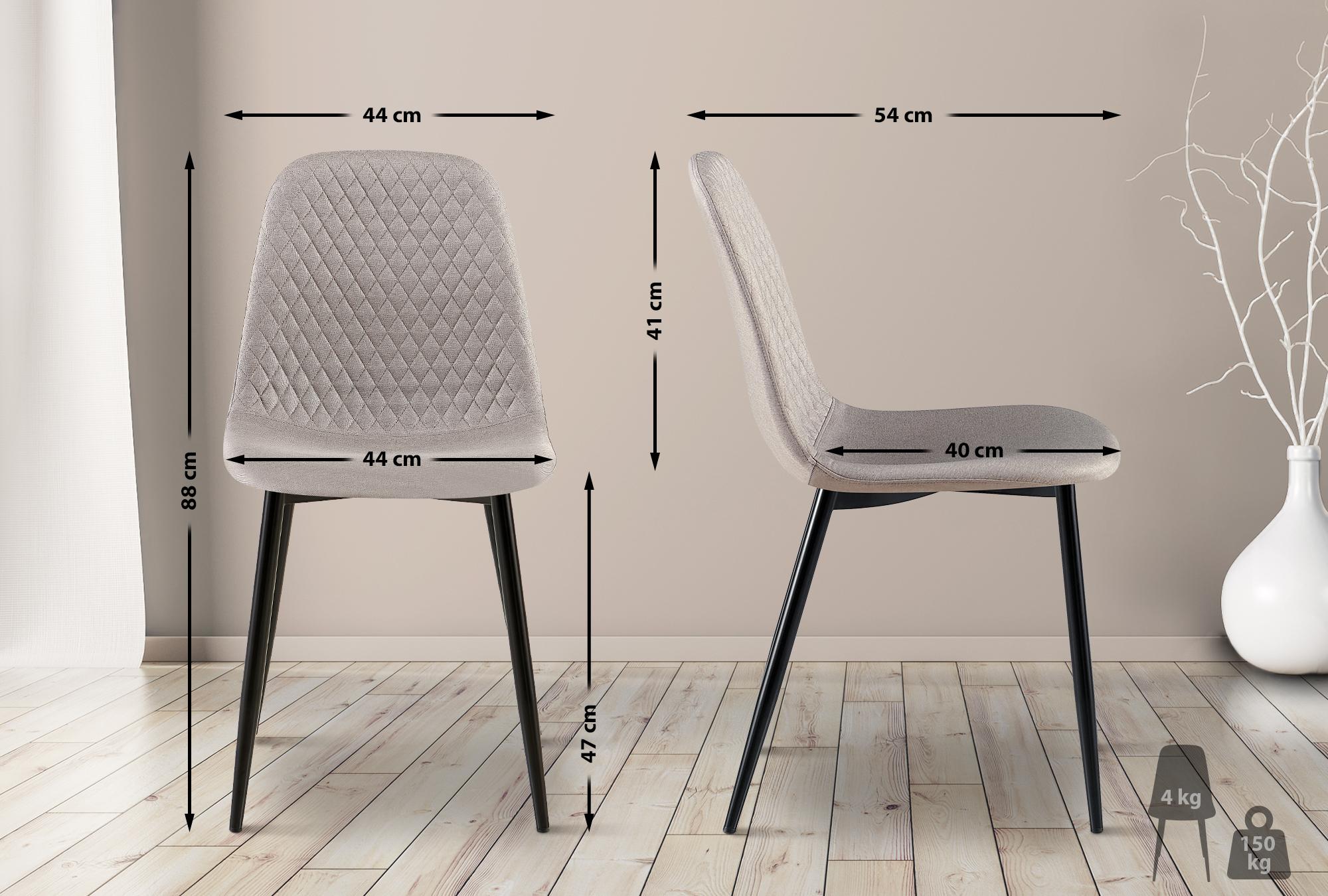 Set de 4 sillas de comedor Giverny en tela o terciopelo