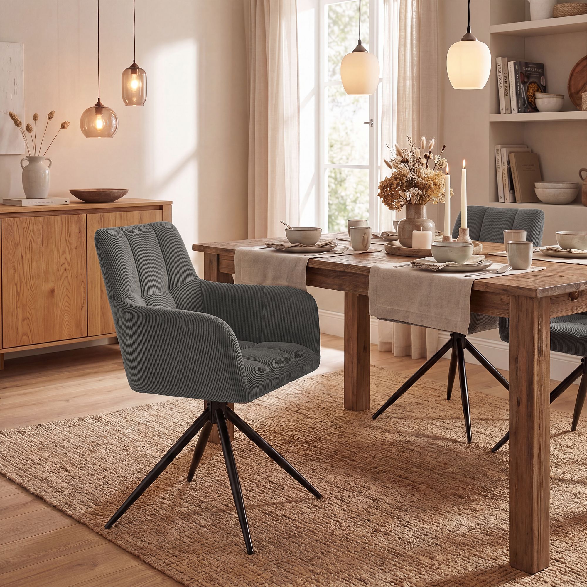 Silla de comedor Jonah de pana