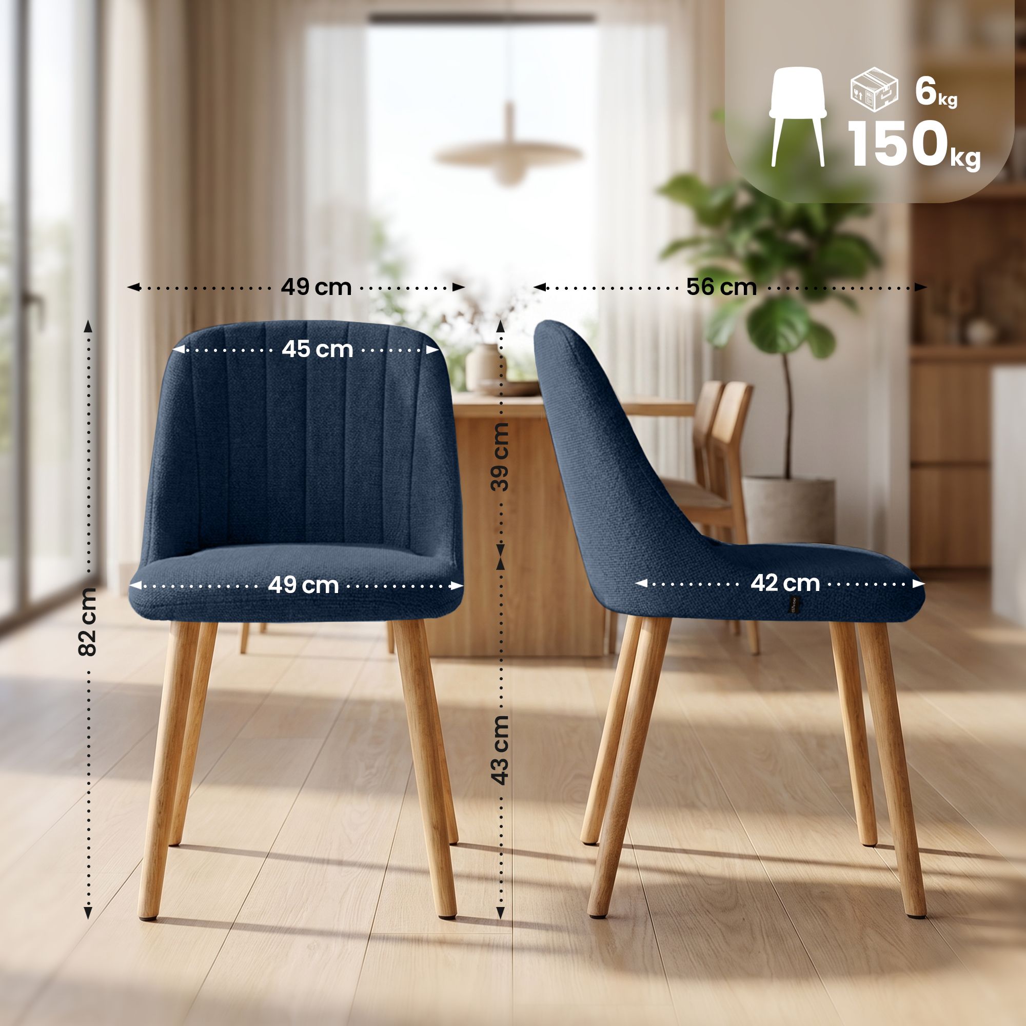 Silla de comedor Arie tapizada