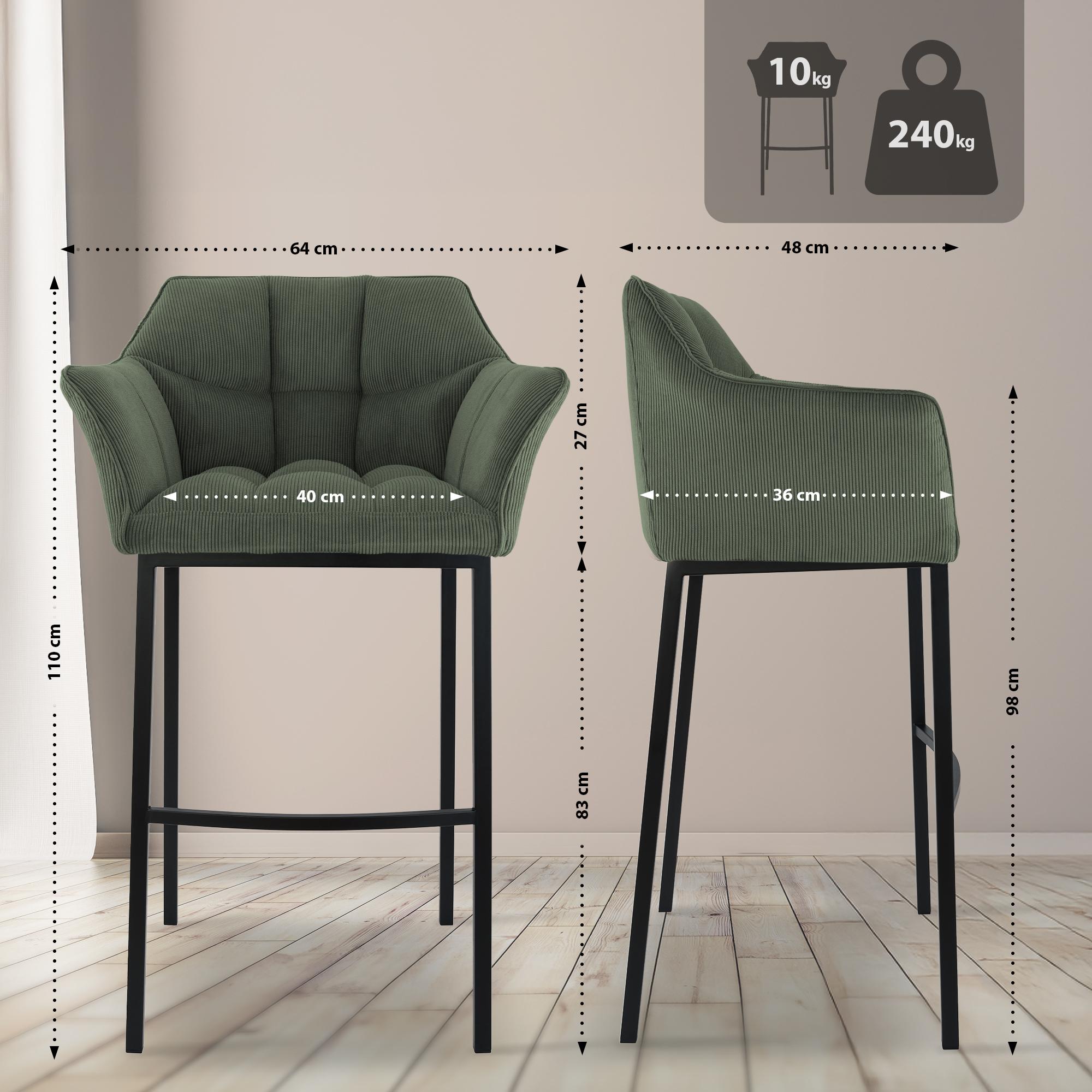 Taburete de bar Damaso Cord con base de cuatro patas