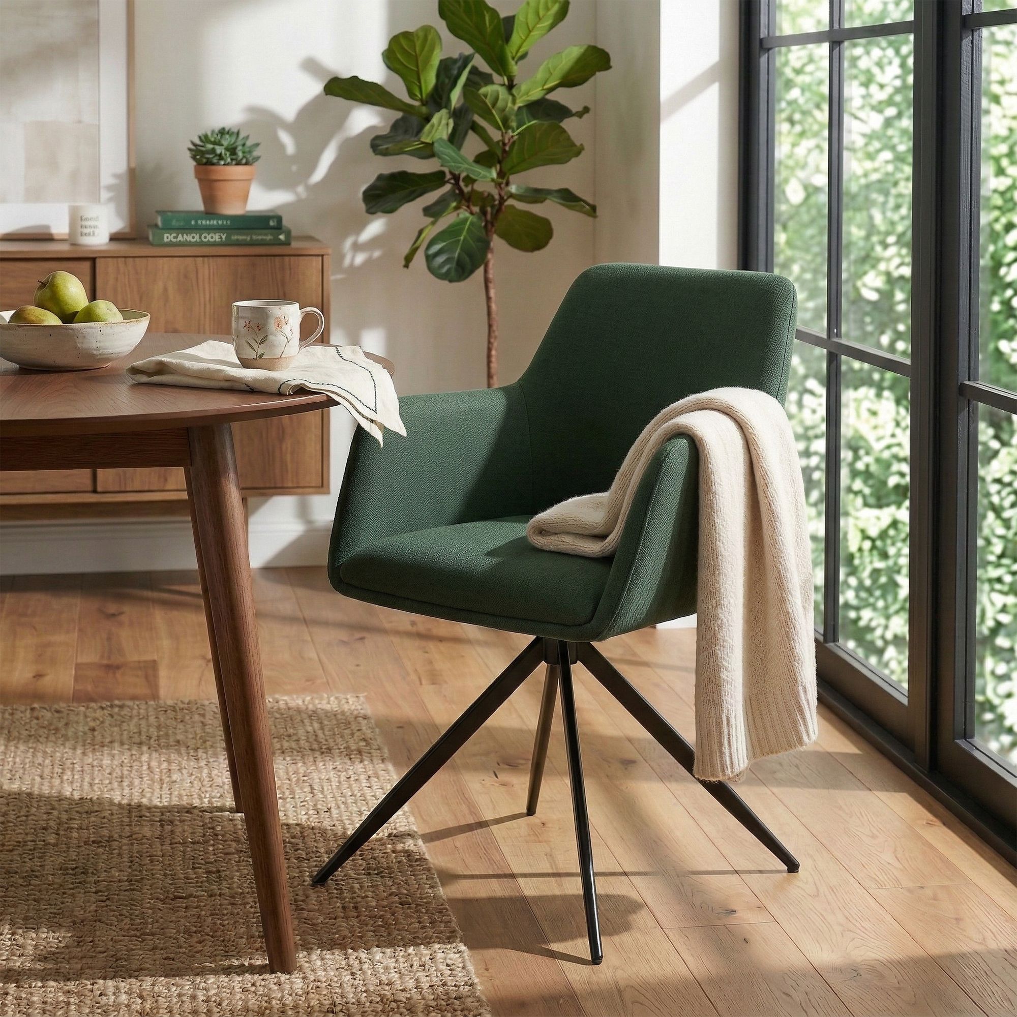 Silla de comedor Olema tapizada en tela
