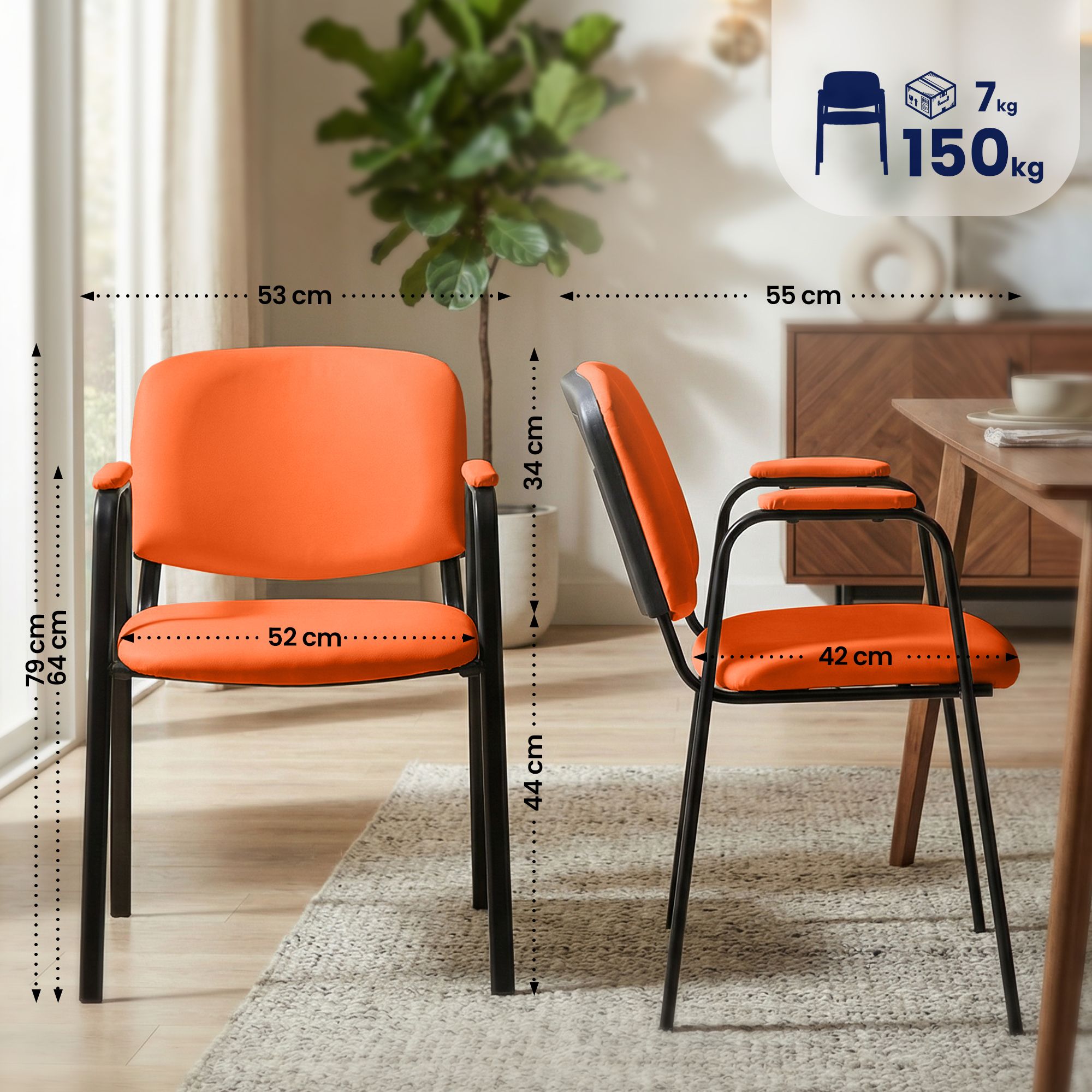 Set de 4 sillas apilables Ken Pro de piel sintética