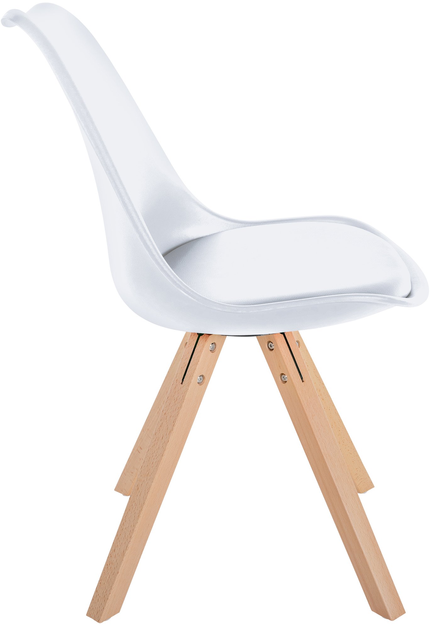 Set de 4 sillas de comedor Sofia con base de madera y asiento en polipiel