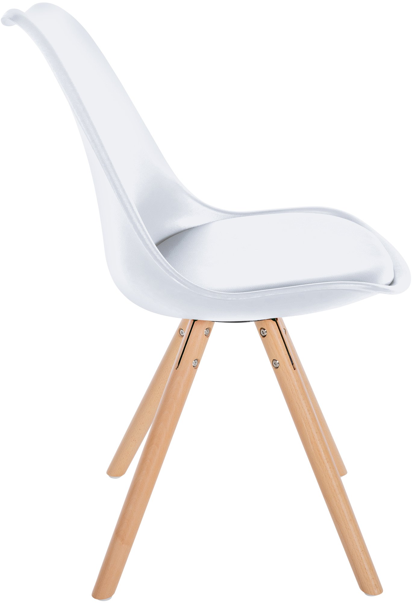 Set de 4 sillas de comedor Sofia con base de madera y asiento en polipiel