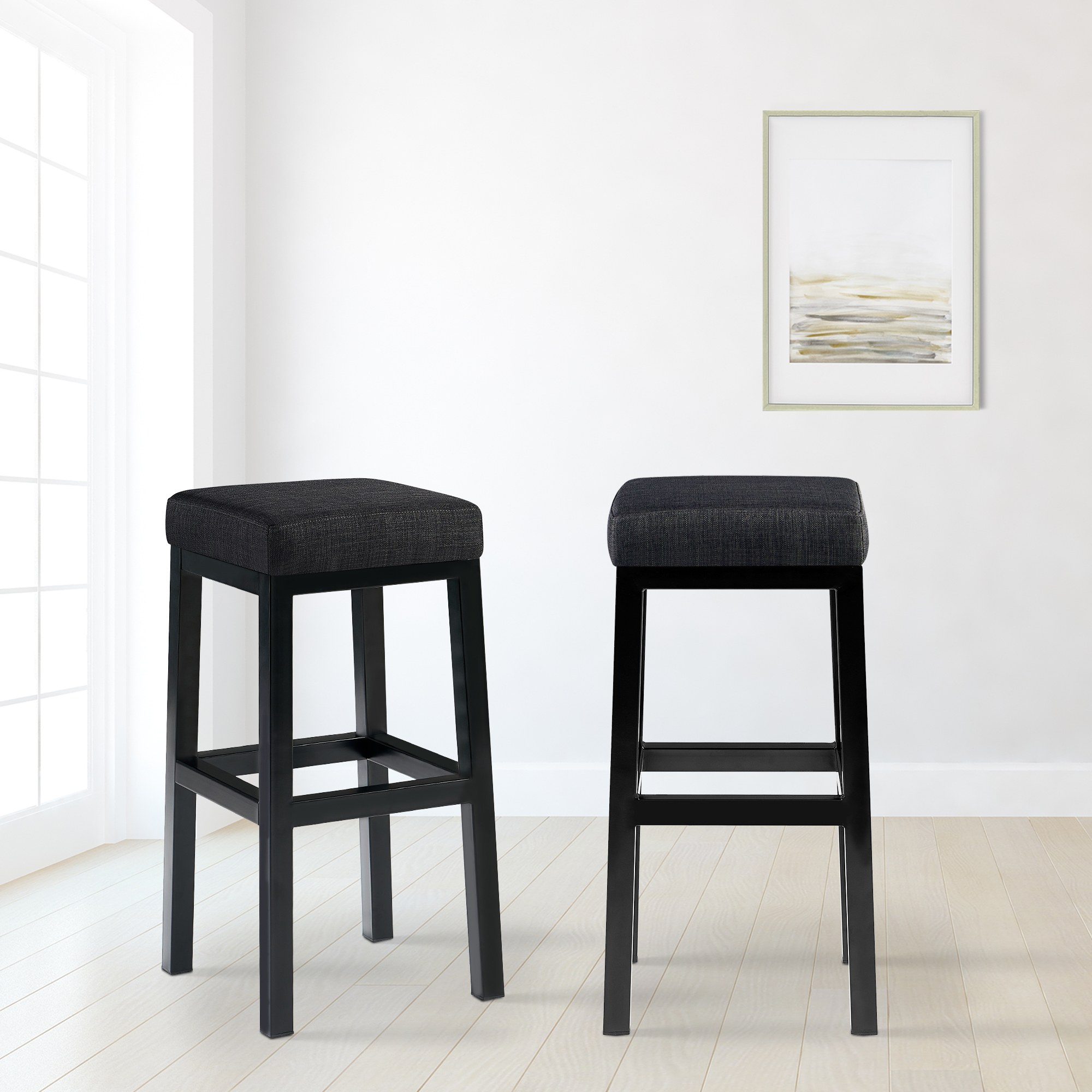 Taburete de bar Taylor Funda de tela Altura del asiento 78 cm Estructura de metal negro
