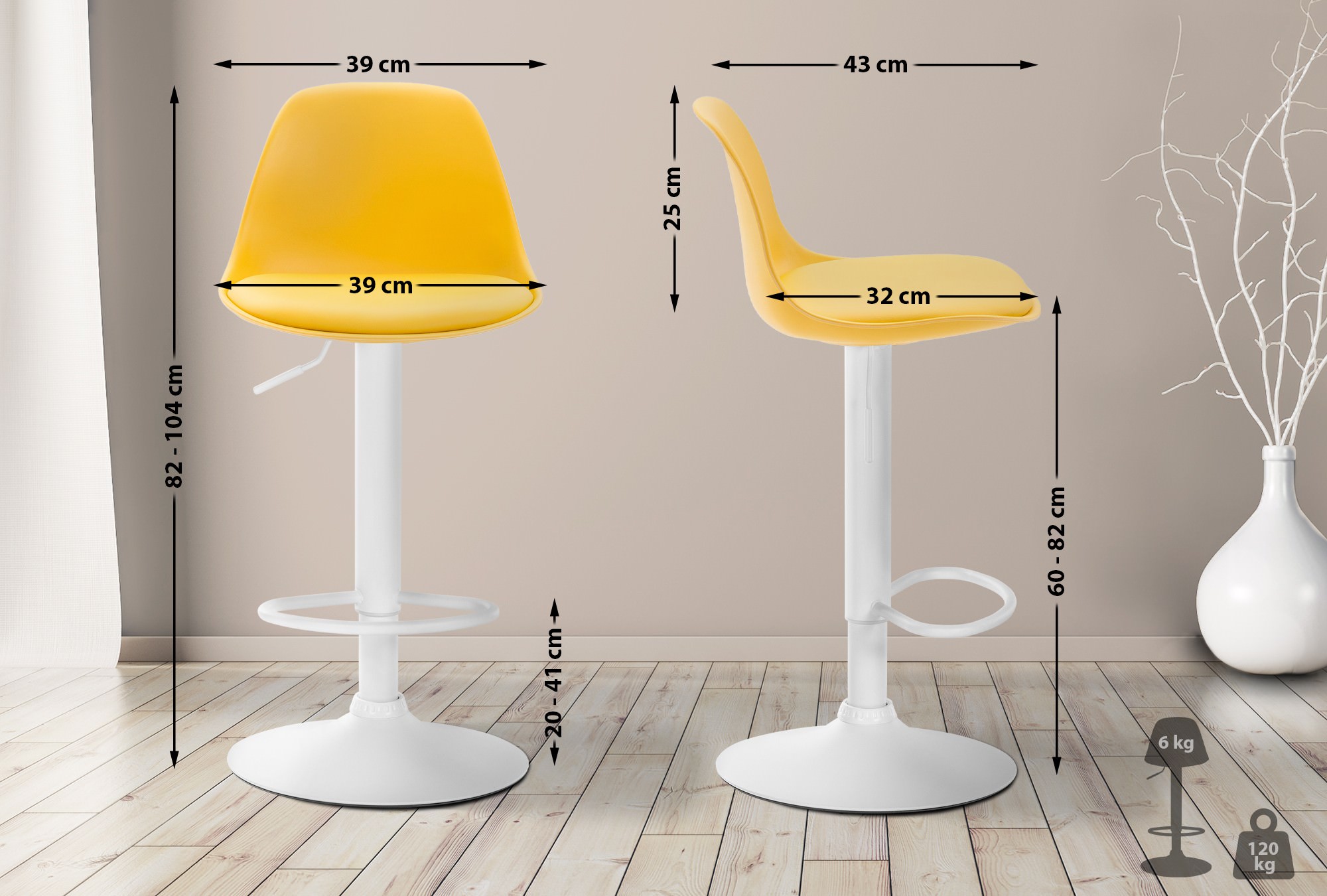 Taburete Kiel Estructura de Plástico & Asiento de Polipiel