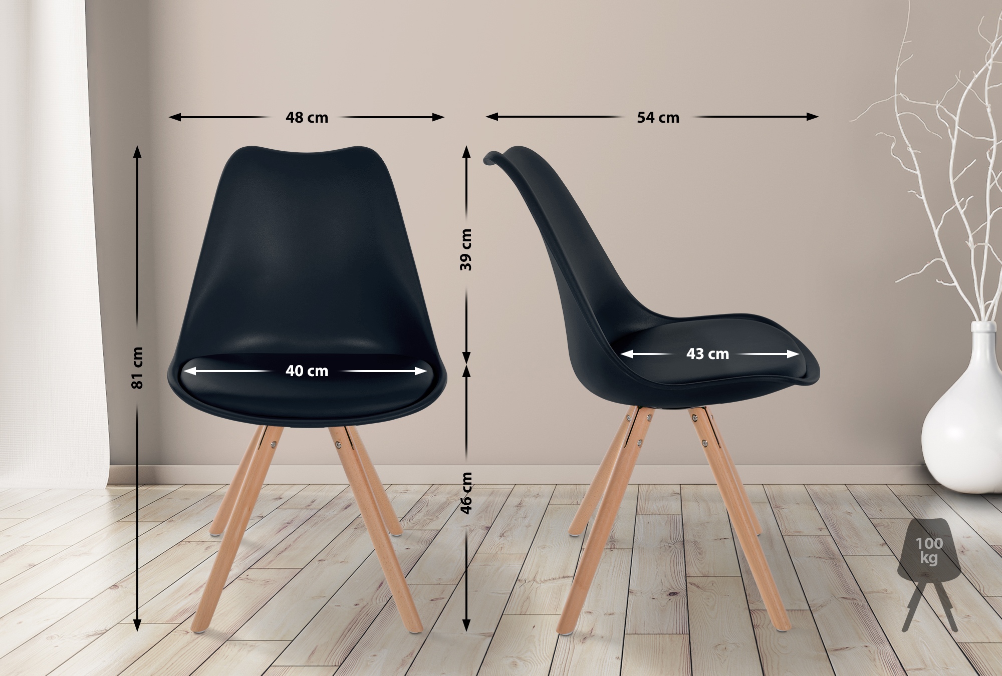 Silla de salón Sofía en polipiel y plástico