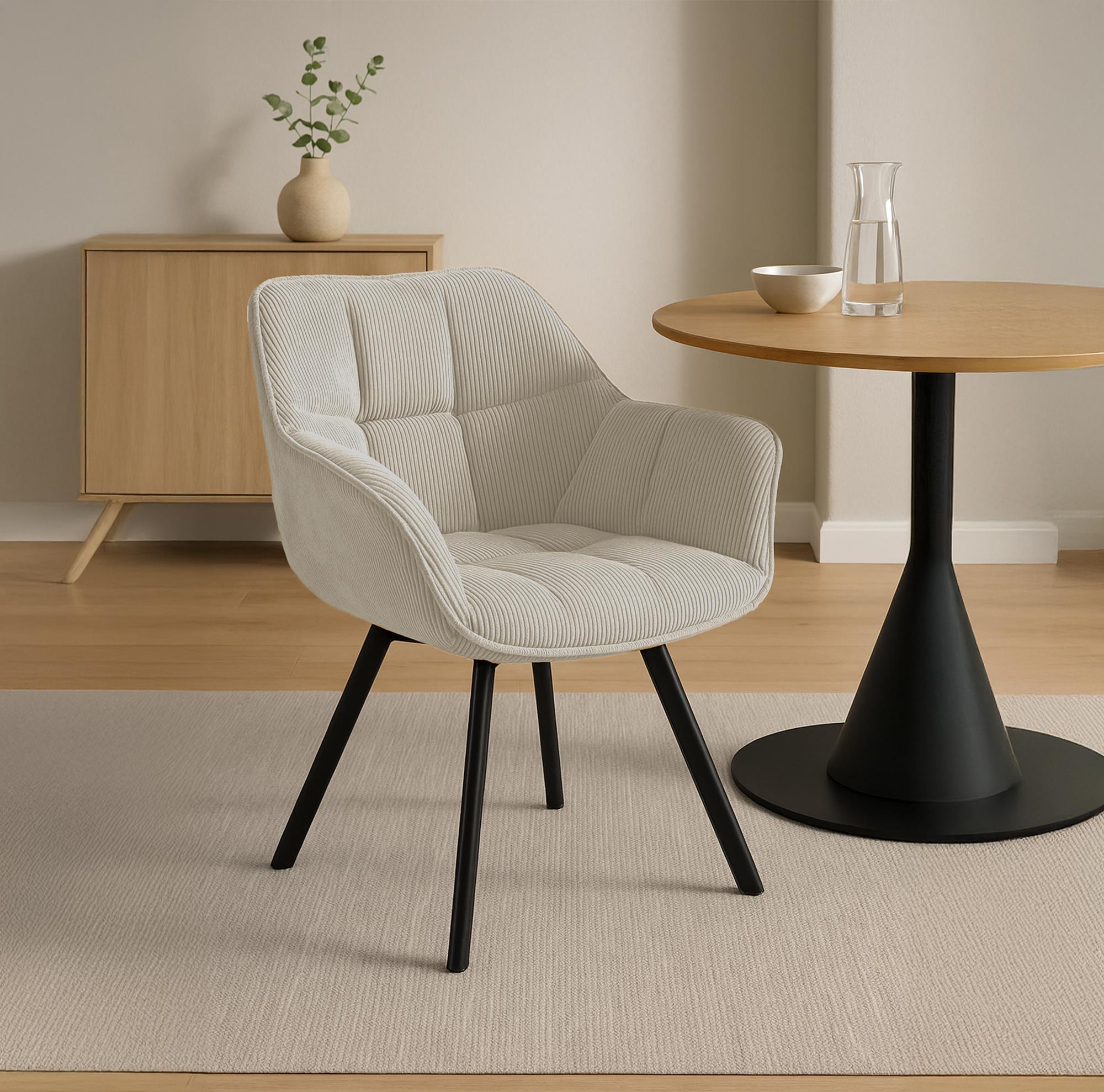 Silla de comedor Jordi con tapizado de pana