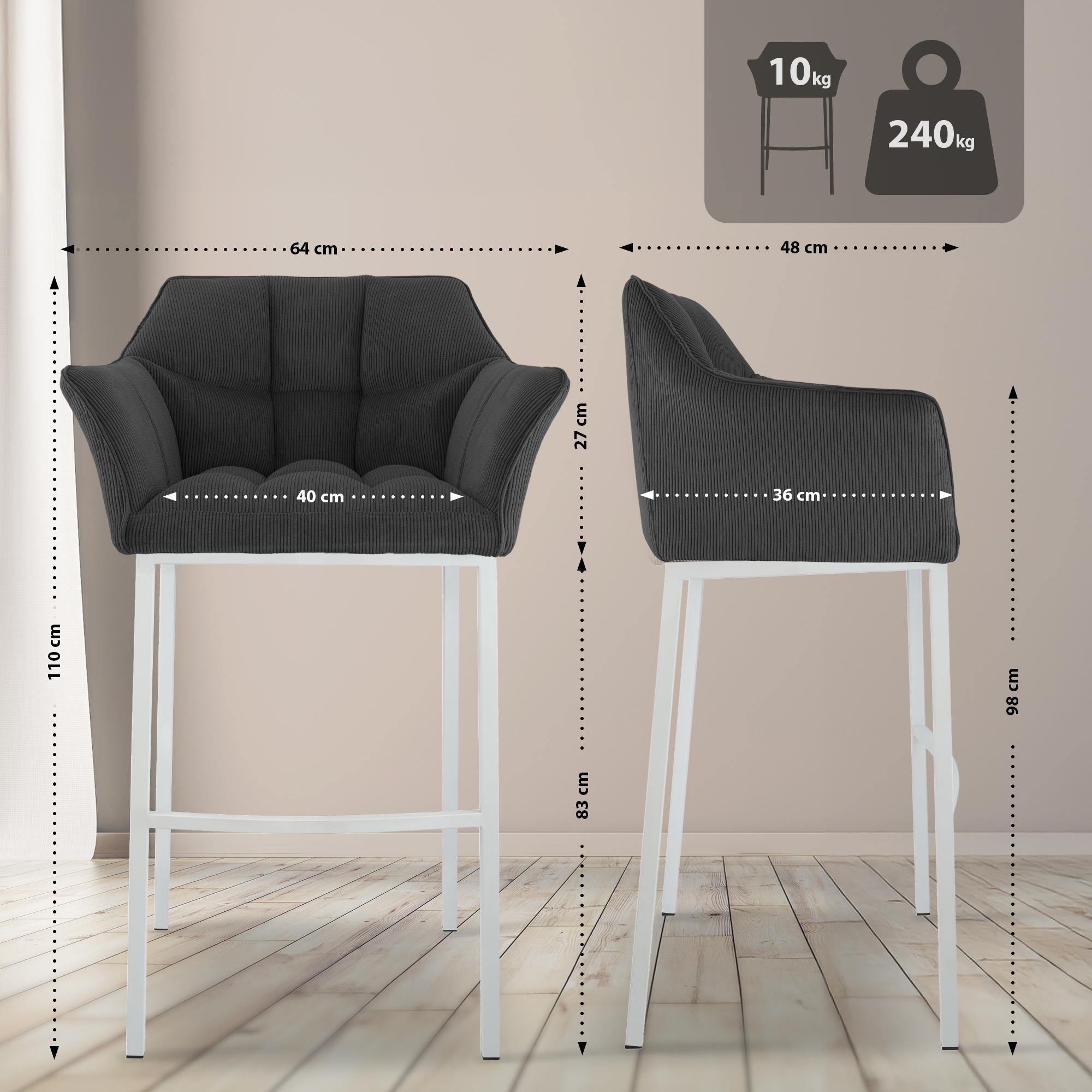Taburete de bar Damaso Cord con base de cuatro patas